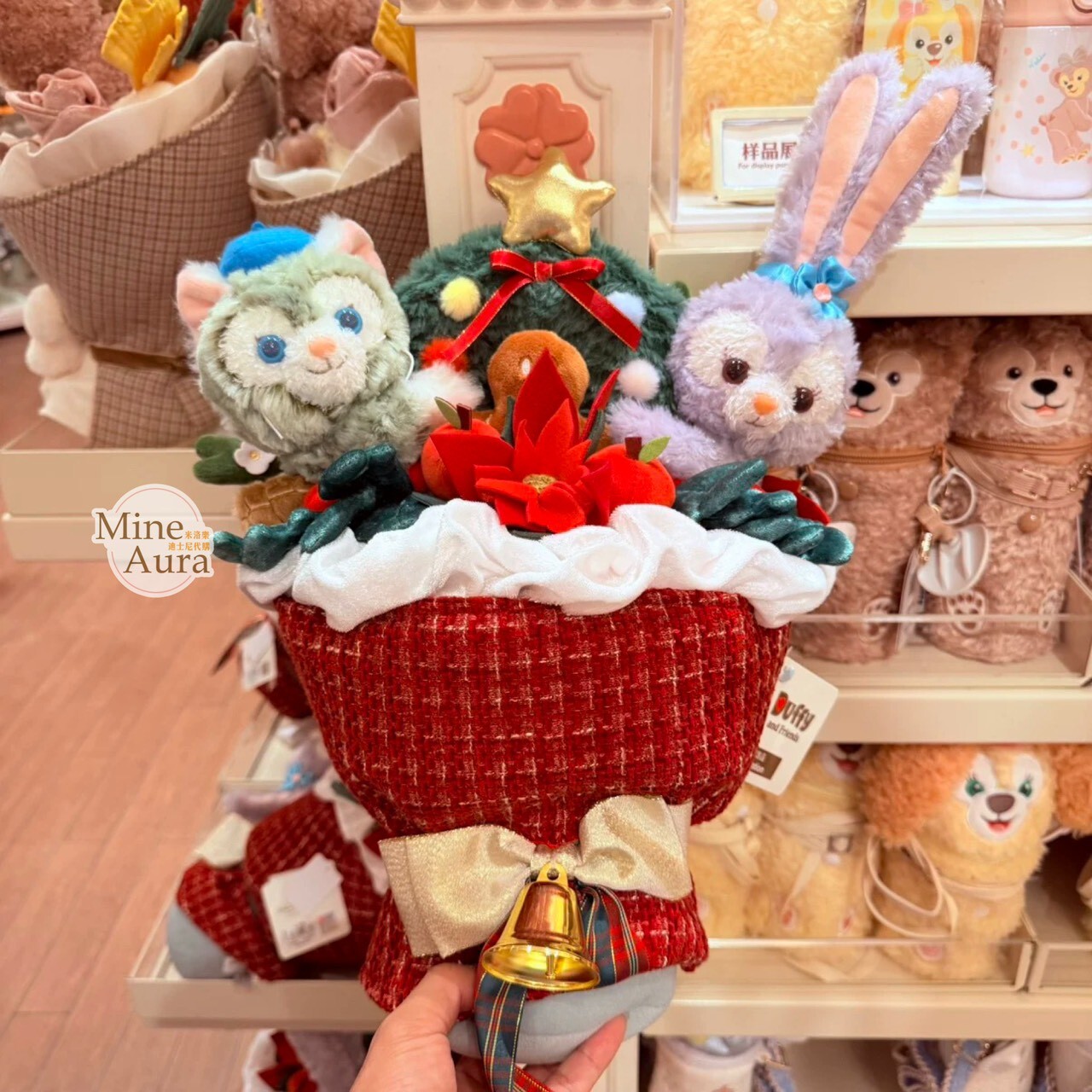 聖誕節 傑拉托尼 畫家貓 Gelatoni 史黛拉露 星黛露 StellaLou 絨毛花束造型 擺飾品 -上海迪士尼樂園
