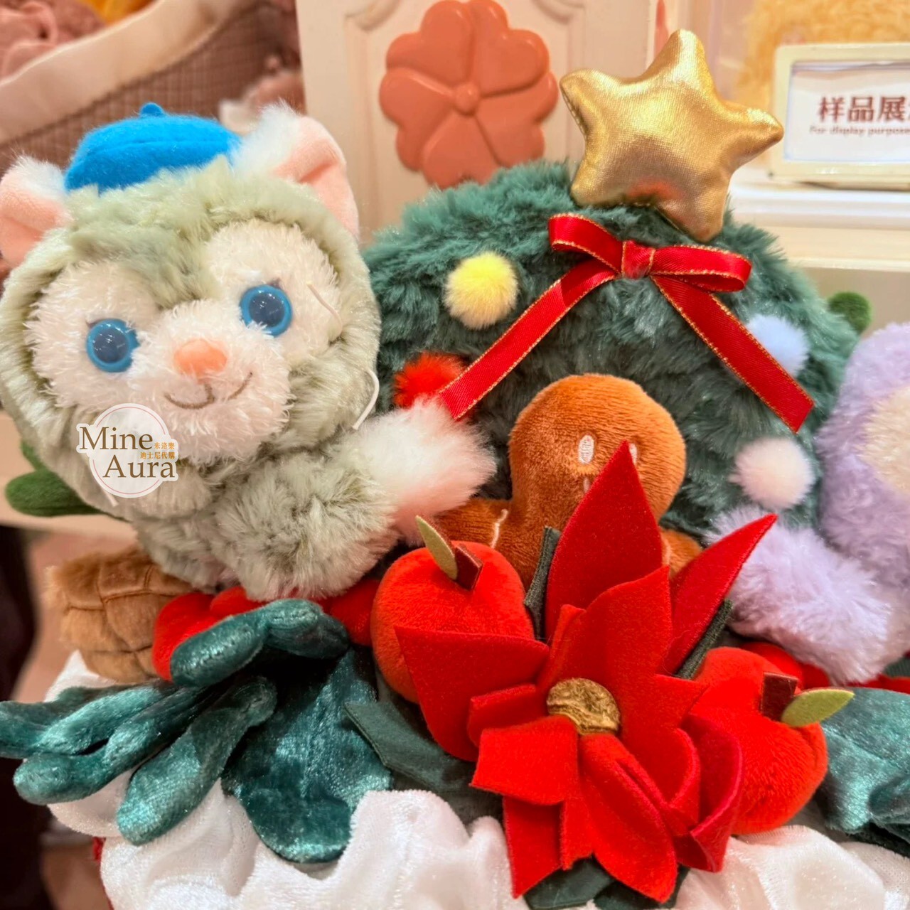 聖誕節 傑拉托尼 畫家貓 Gelatoni 史黛拉露 星黛露 StellaLou 絨毛花束造型 擺飾品 -上海迪士尼樂園