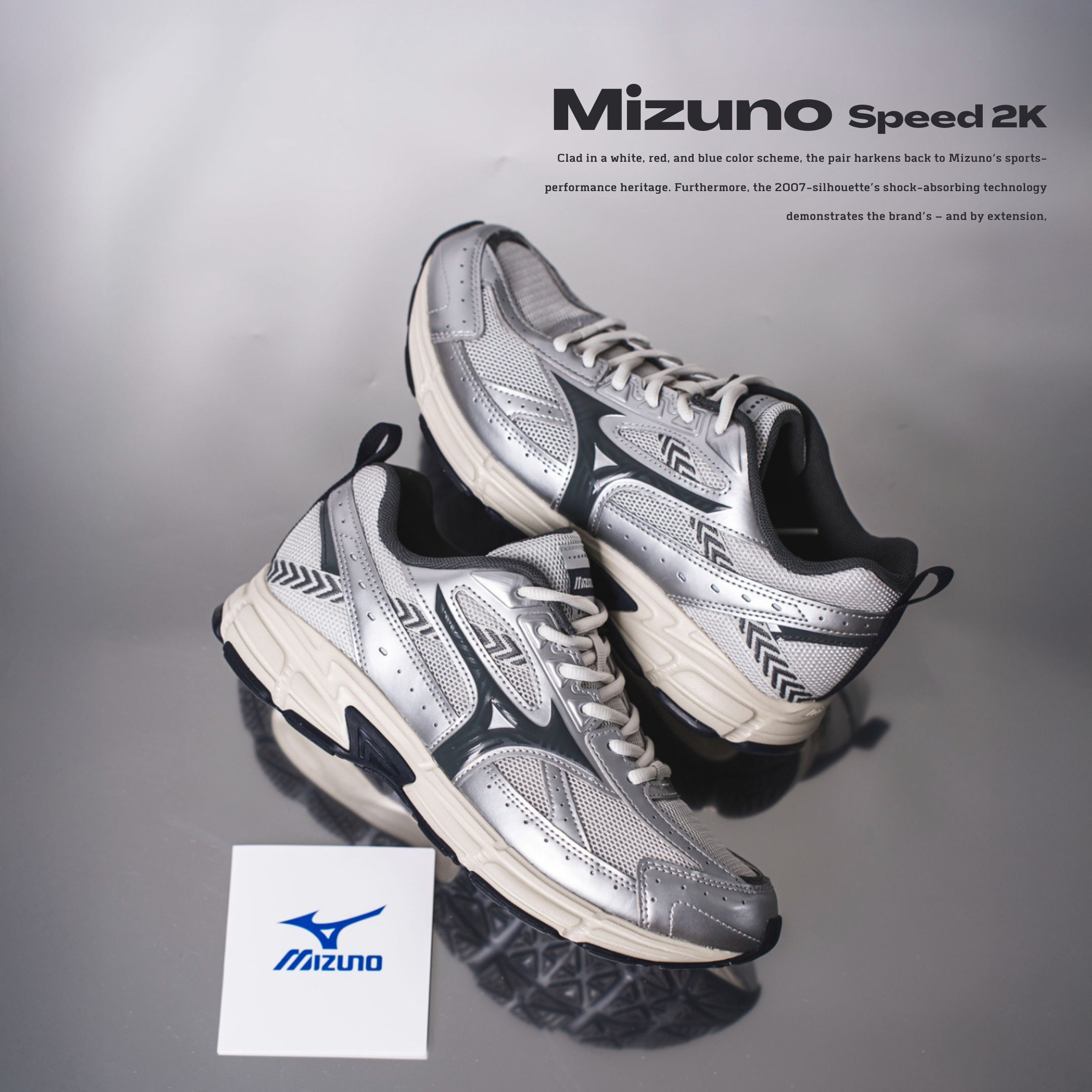 NICEDAY 代購 Mizuno Cyclone Speed 2K 銀灰 灰銀 灰 銀 復古 鐵灰 機能 慢跑 D1GH223019