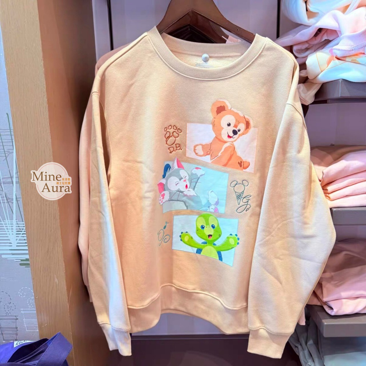 達菲 Duffy 傑拉托尼 畫家貓 Gelatoni 三格圖案 長T 長袖 上衣 -上海迪士尼樂園