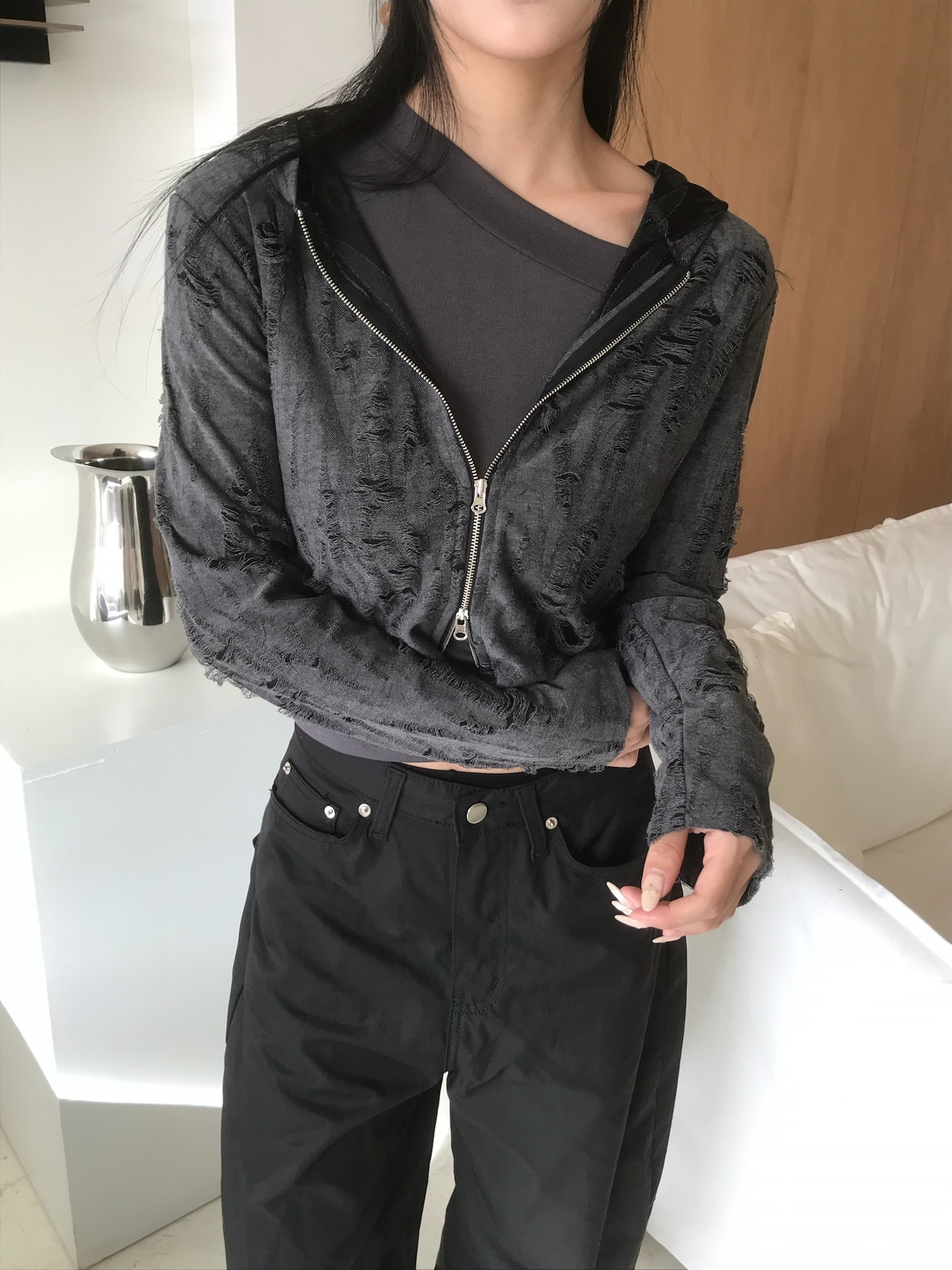 Damaged Hooded Jacket #外套