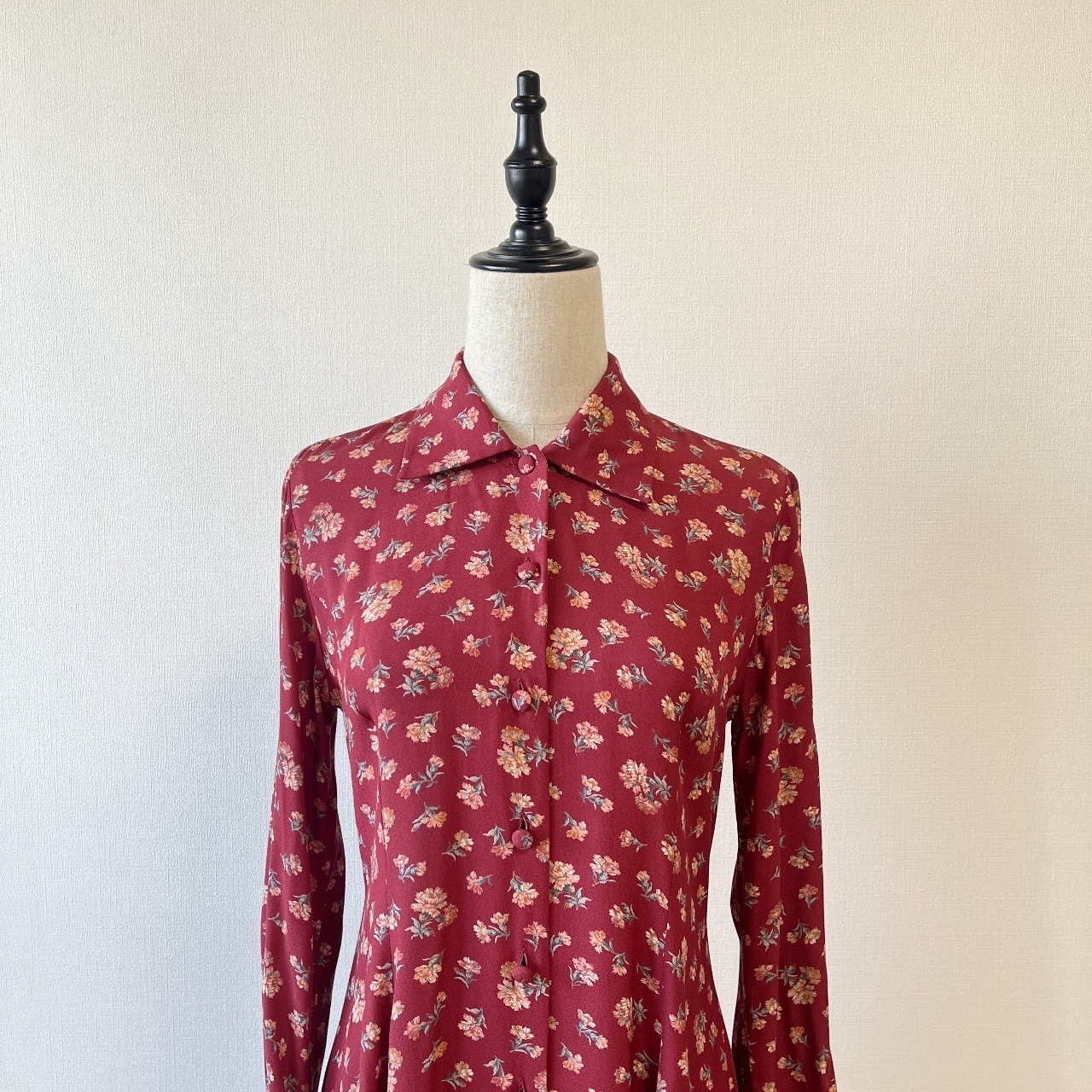 Laura Ashley日本製棗紅色碎花連身裙