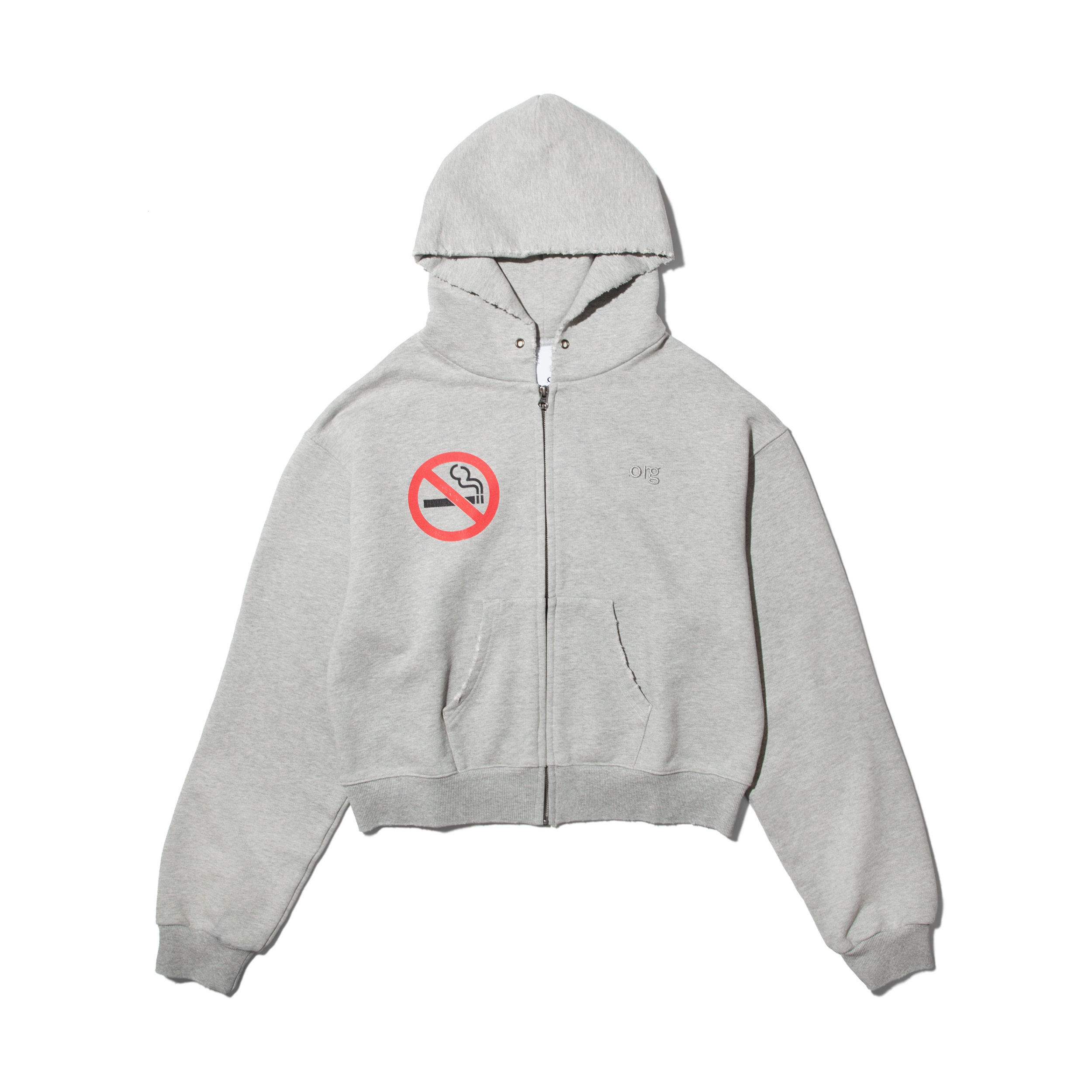 nul1.org ｜(nu-17) - No Smoking Cropped Zip Hoodie (Gray)