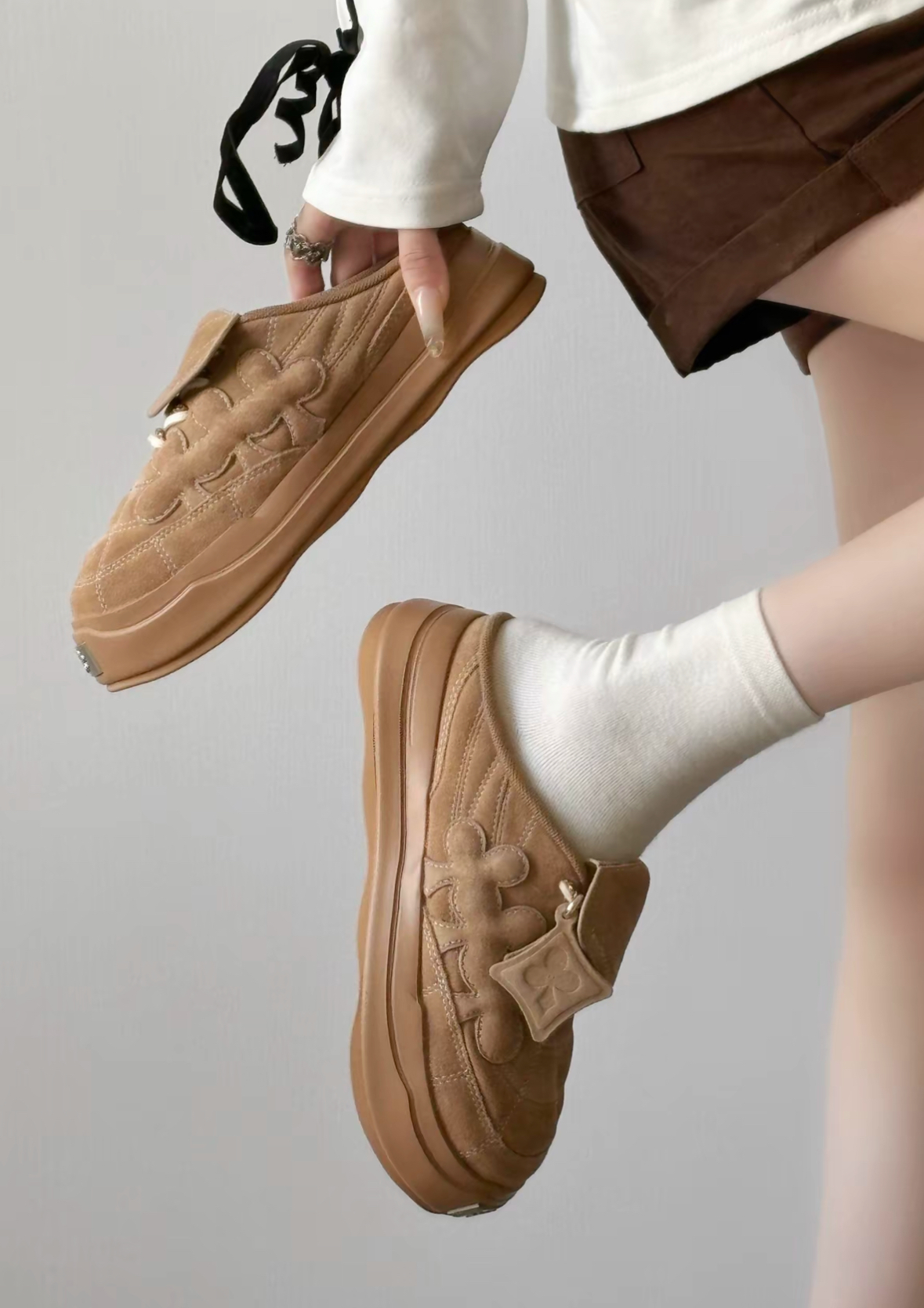 Shoot Brand Random 半拖勃肯鞋 卡其色 麂皮 厚底 復古/預購