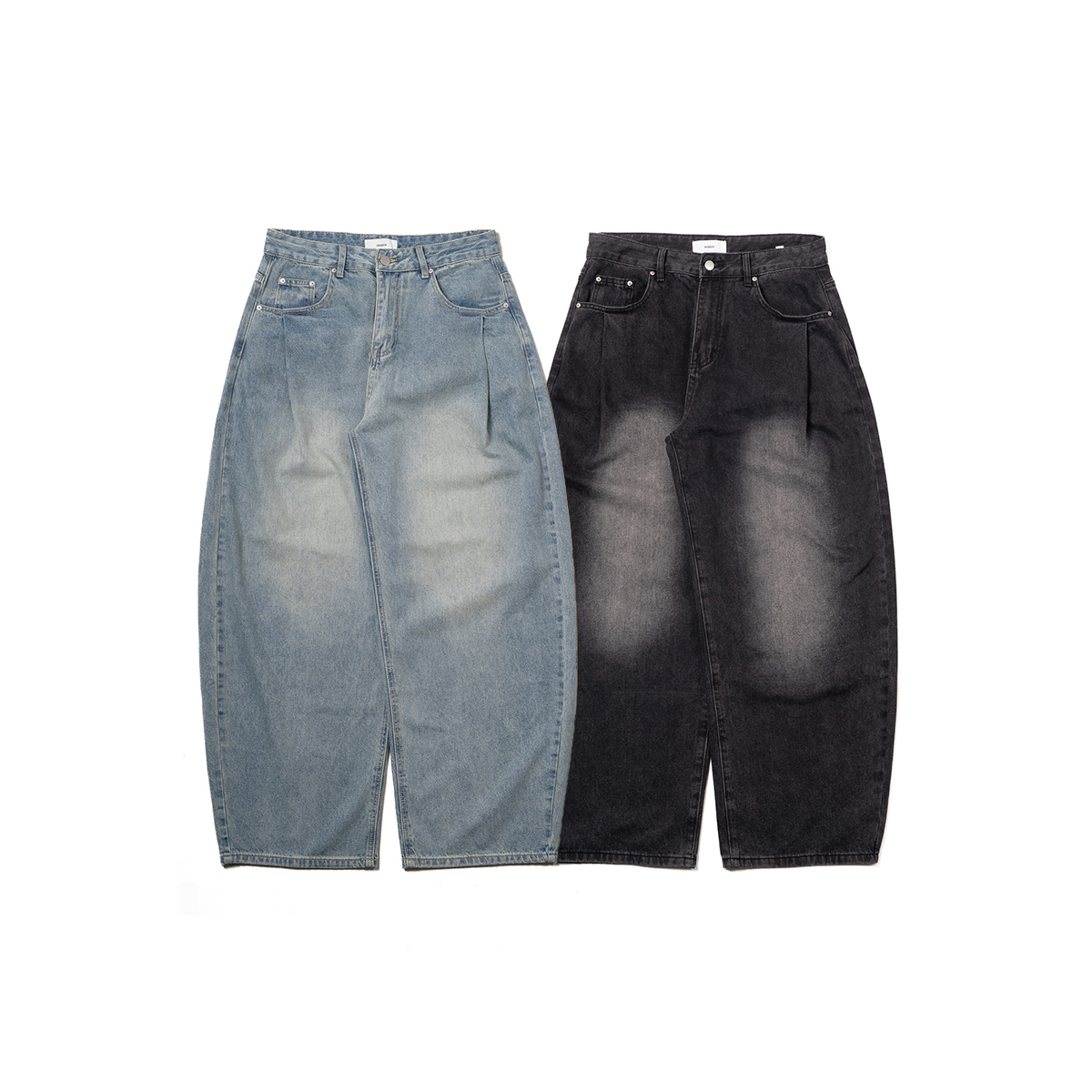 OurPick Washed Pleated Baggy Jeans 水洗壓摺牛仔褲 2色