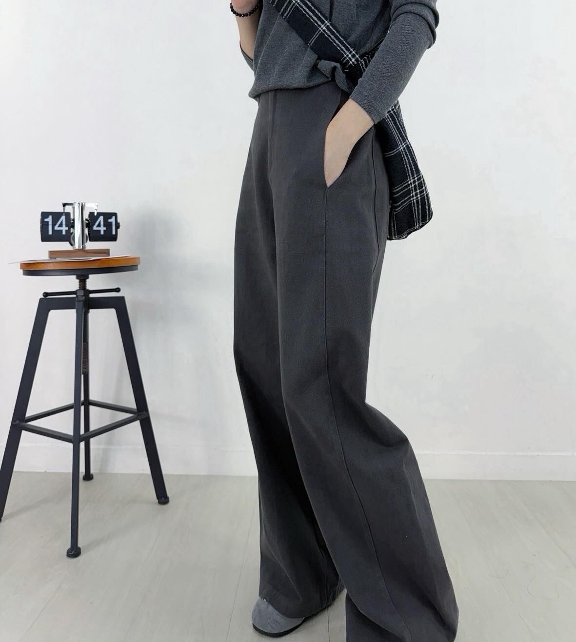 【完美修飾比例的車線直筒褲】（現貨）