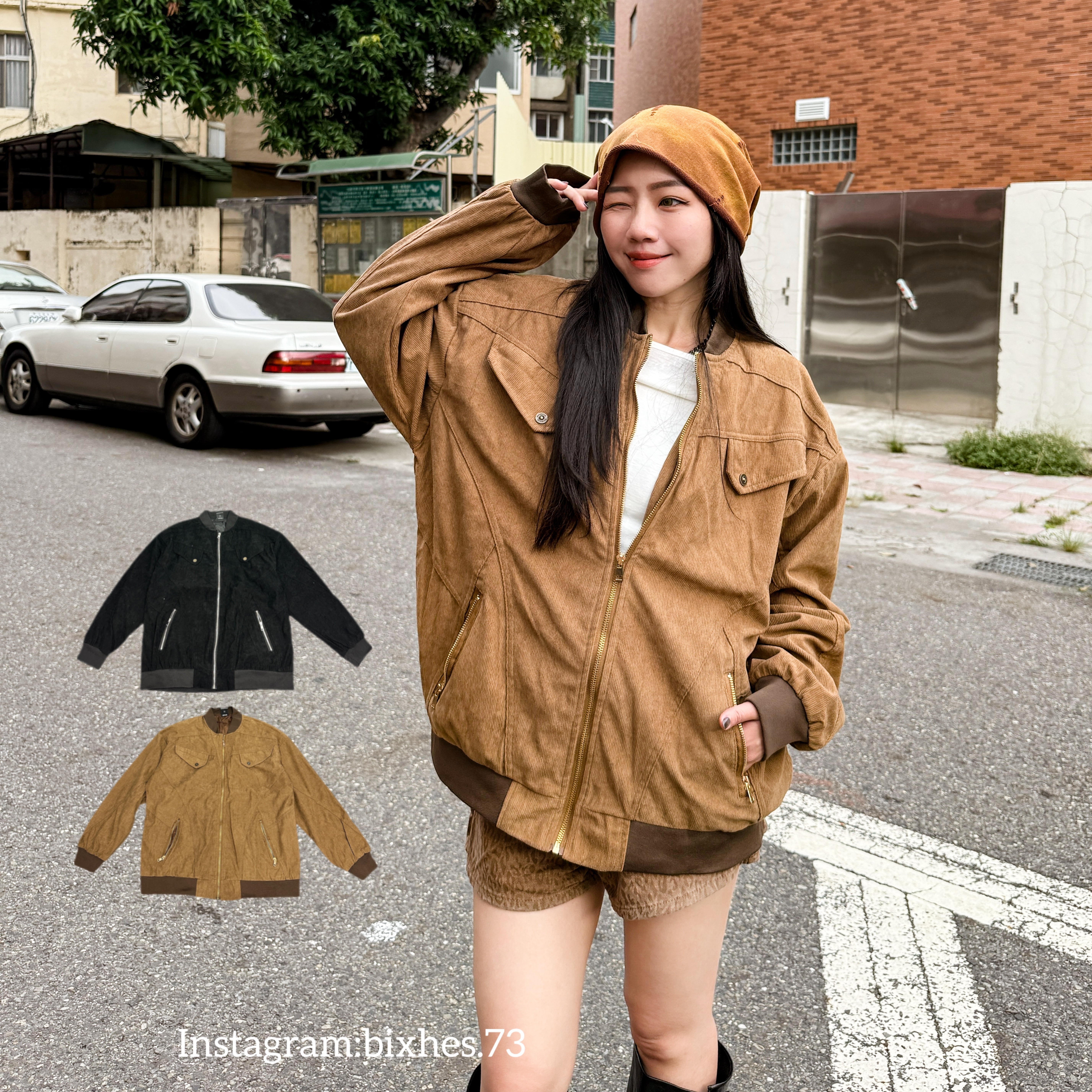 復古銅扣工裝夾克外套(F00006)