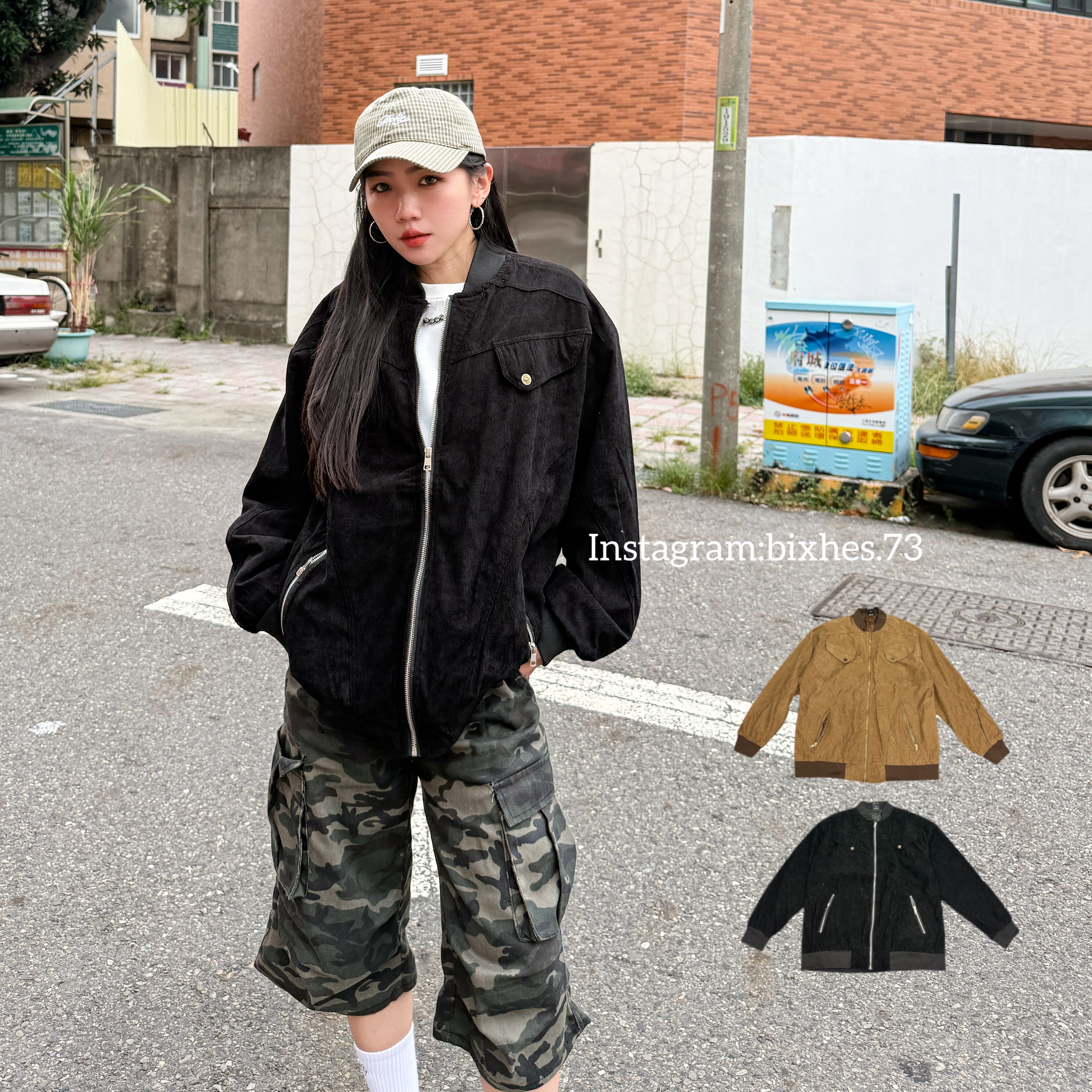 復古銅扣工裝夾克外套(F00006)