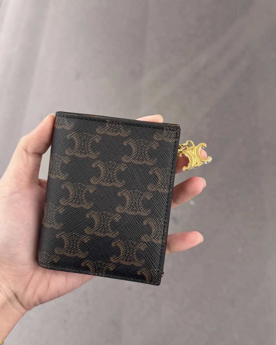 CELINE Triomphe 凱旋門 吊飾 印花 短夾 錢包 老花
