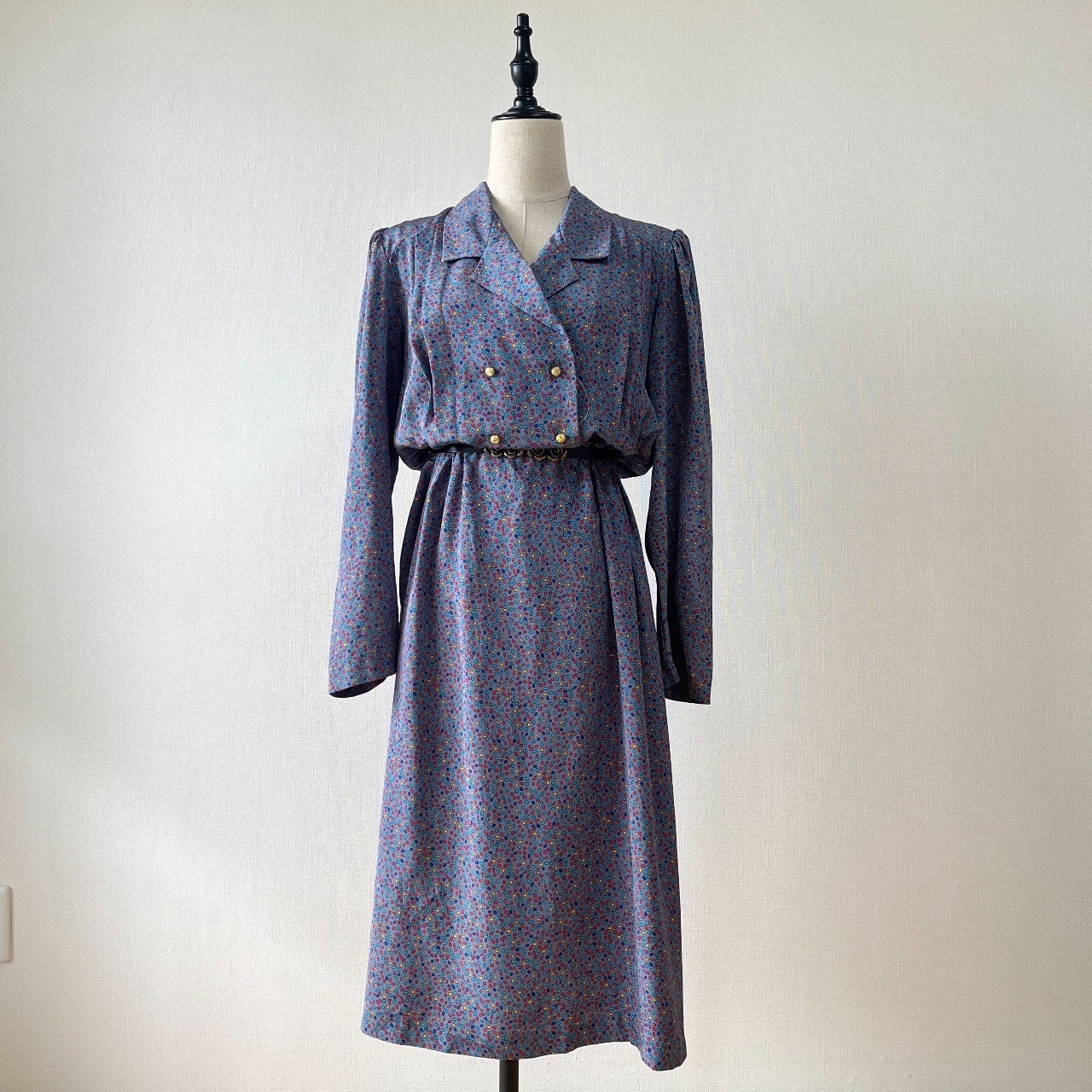 灰藍色彩虹糖孖襟連身裙