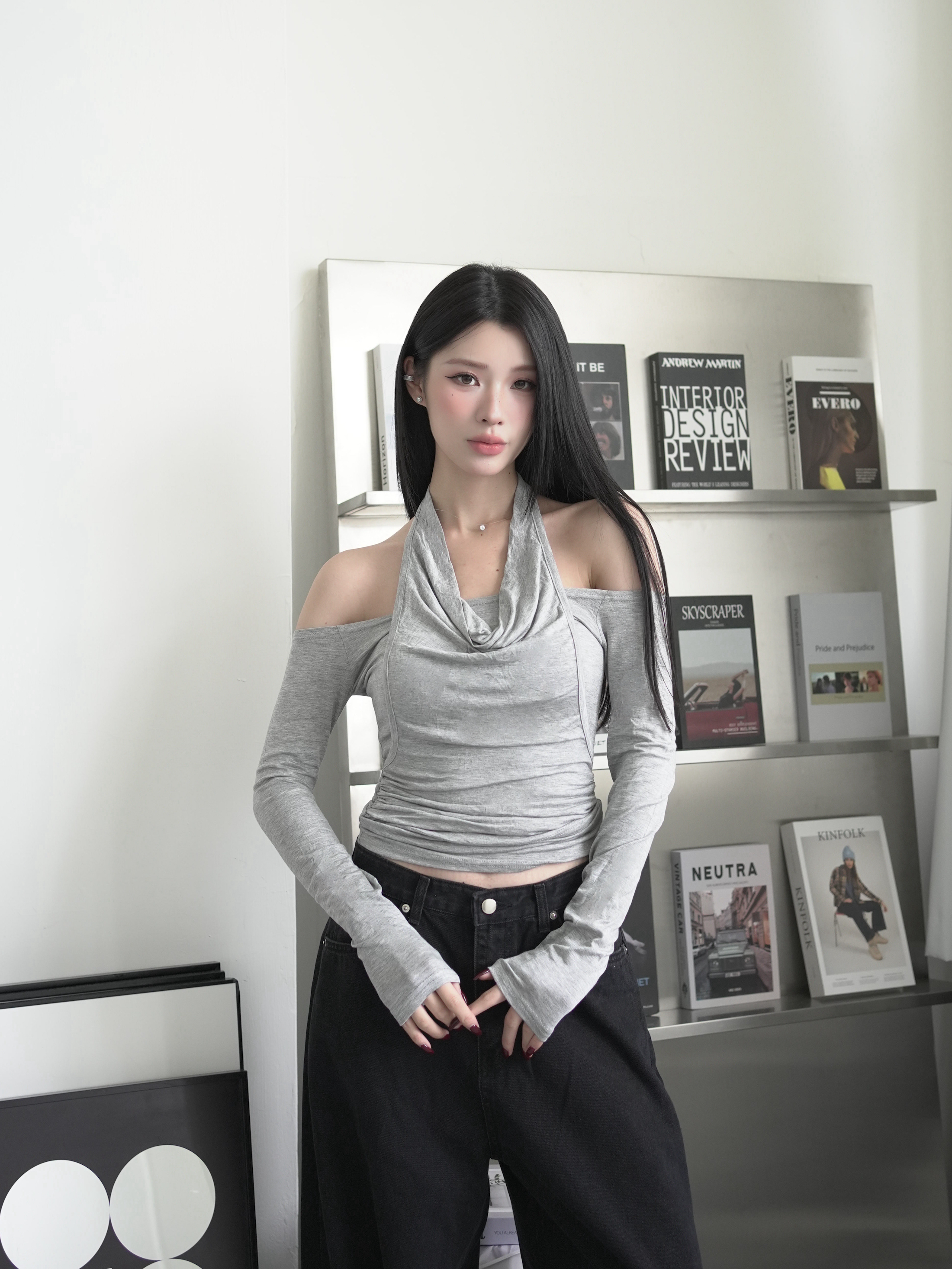 日常性感垂墜繞脖露肩上衣