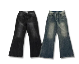 水洗牛仔喇叭褲