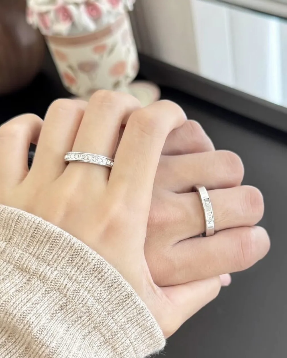 CHARLES & KEITH 小CK 滿天星系列 簡約 水鑽戒指 銀色 玫瑰金 情侶對戒