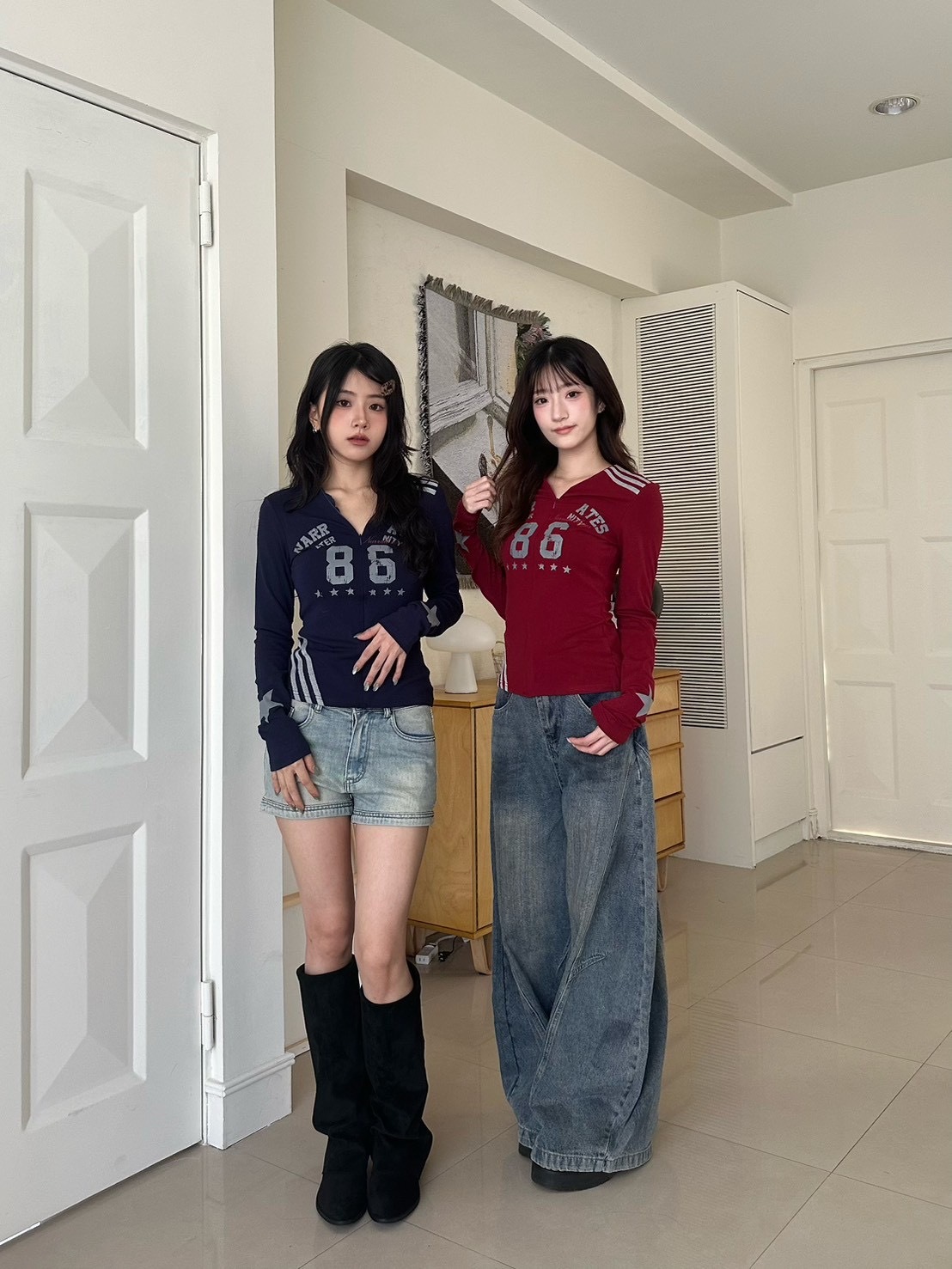 身材升級美式印花v領上衣