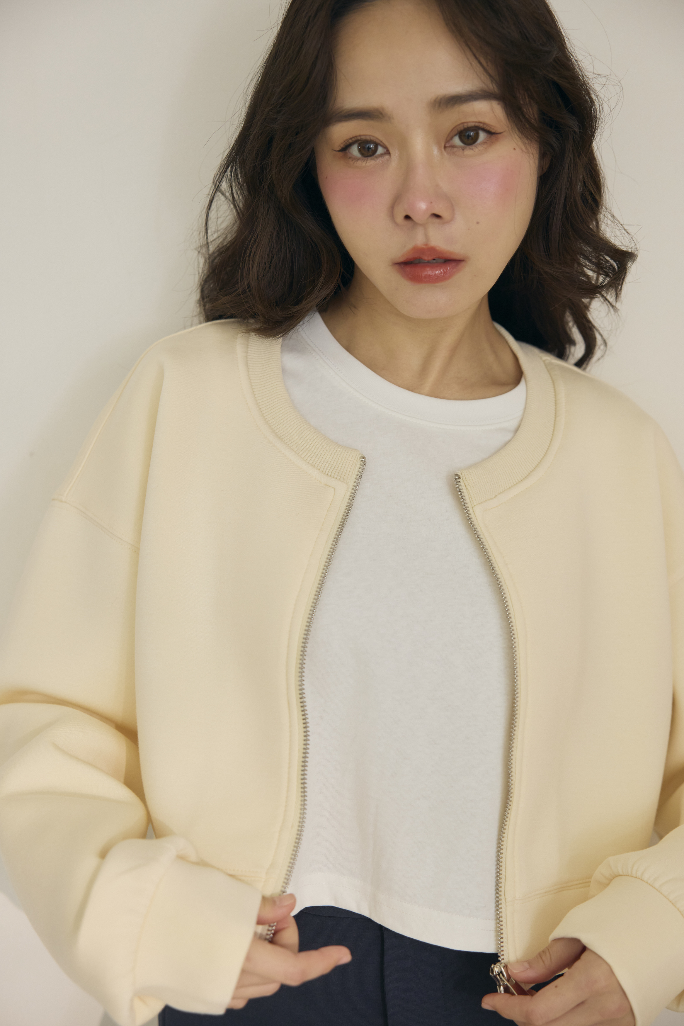 Black Label-空氣棉短外套-奶白