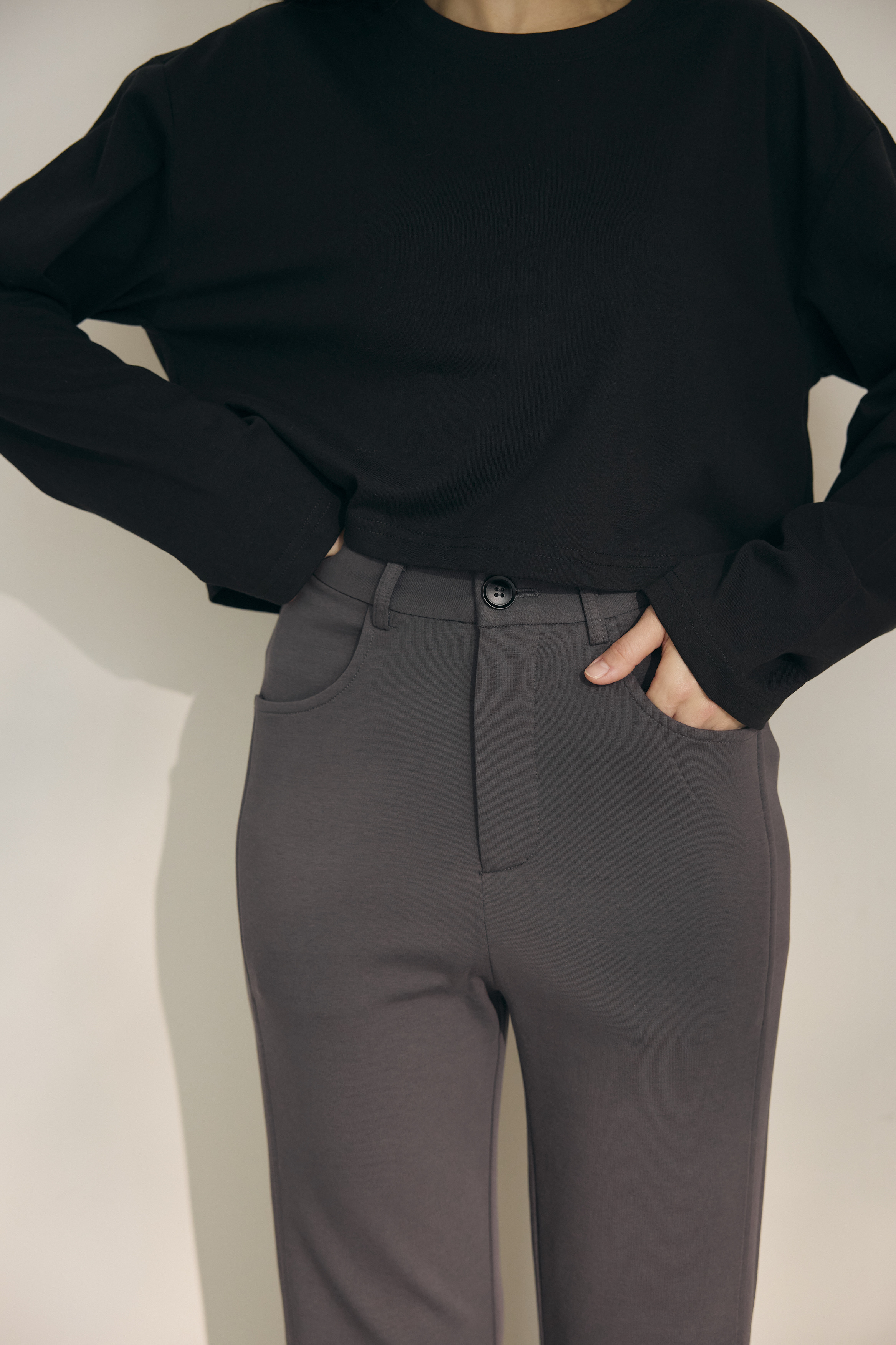 空氣棉西褲-炭灰