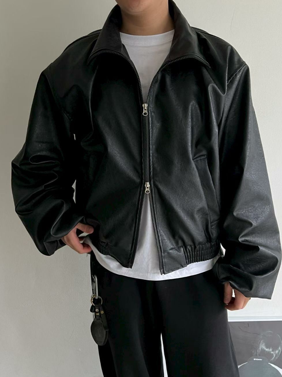 企領拉鍊合成皮褸 ENOC-043JK