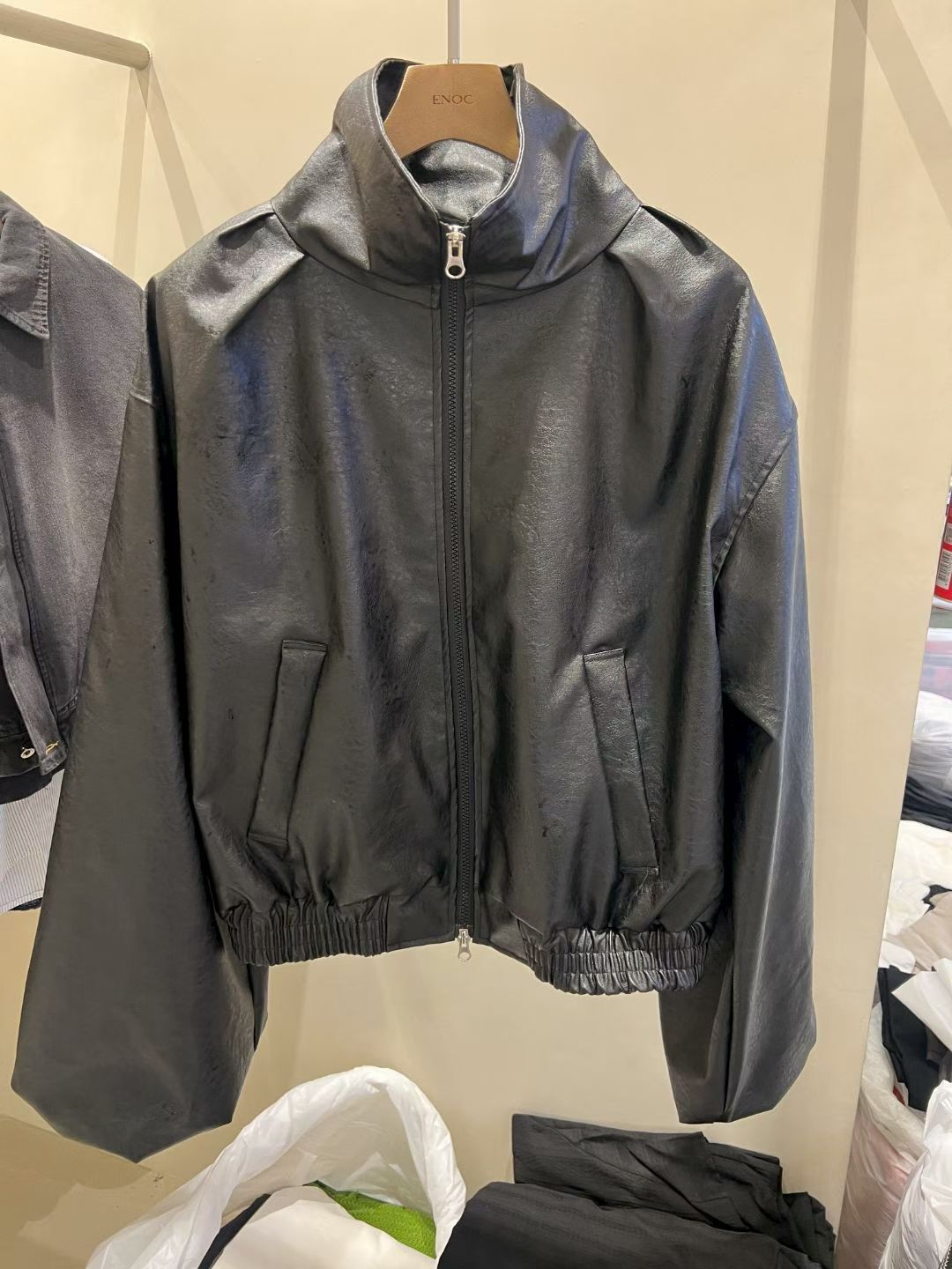 企領拉鍊合成皮褸 ENOC-043JK