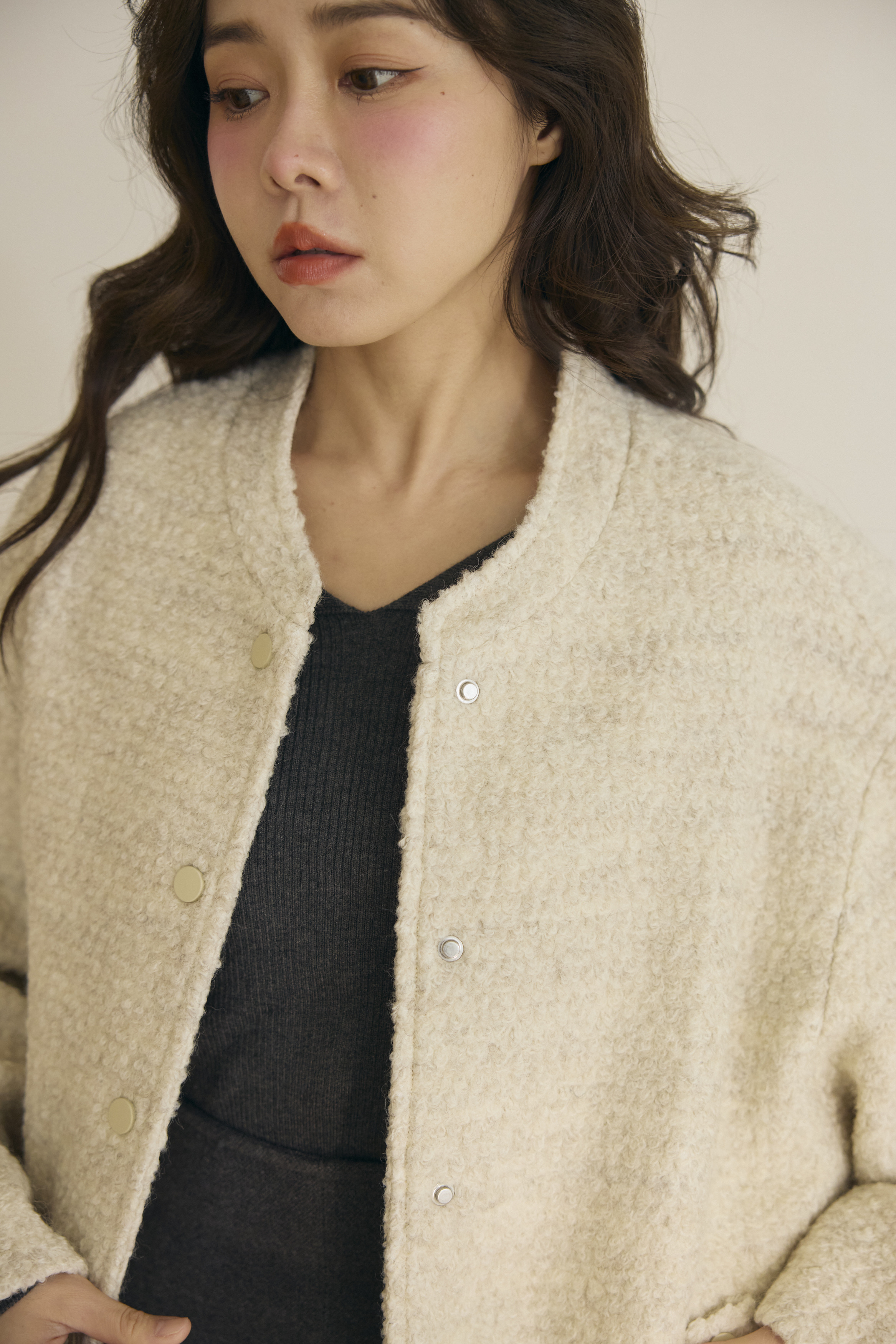 55%暖羊毛圈圈棒球外套