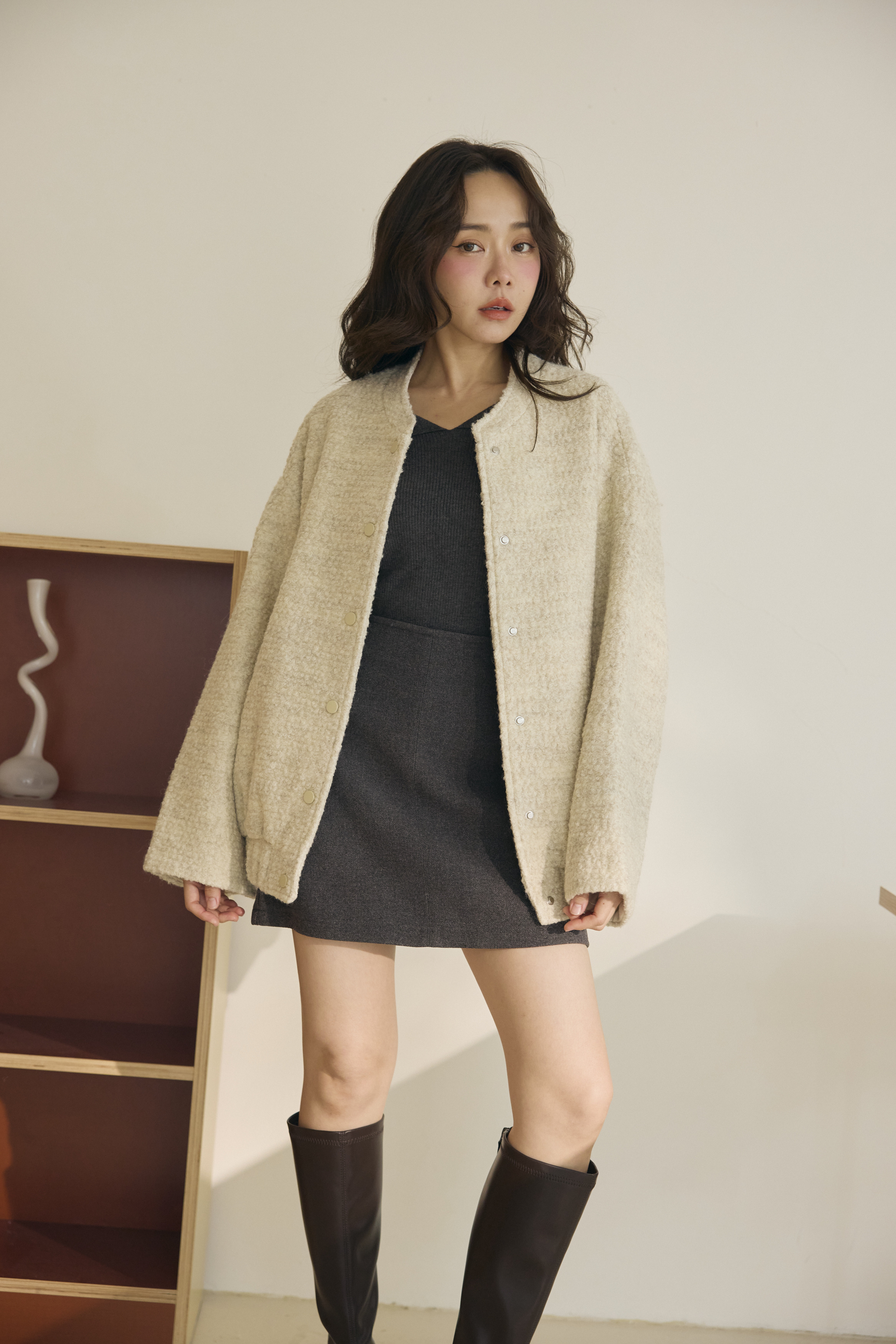 55%暖羊毛圈圈棒球外套