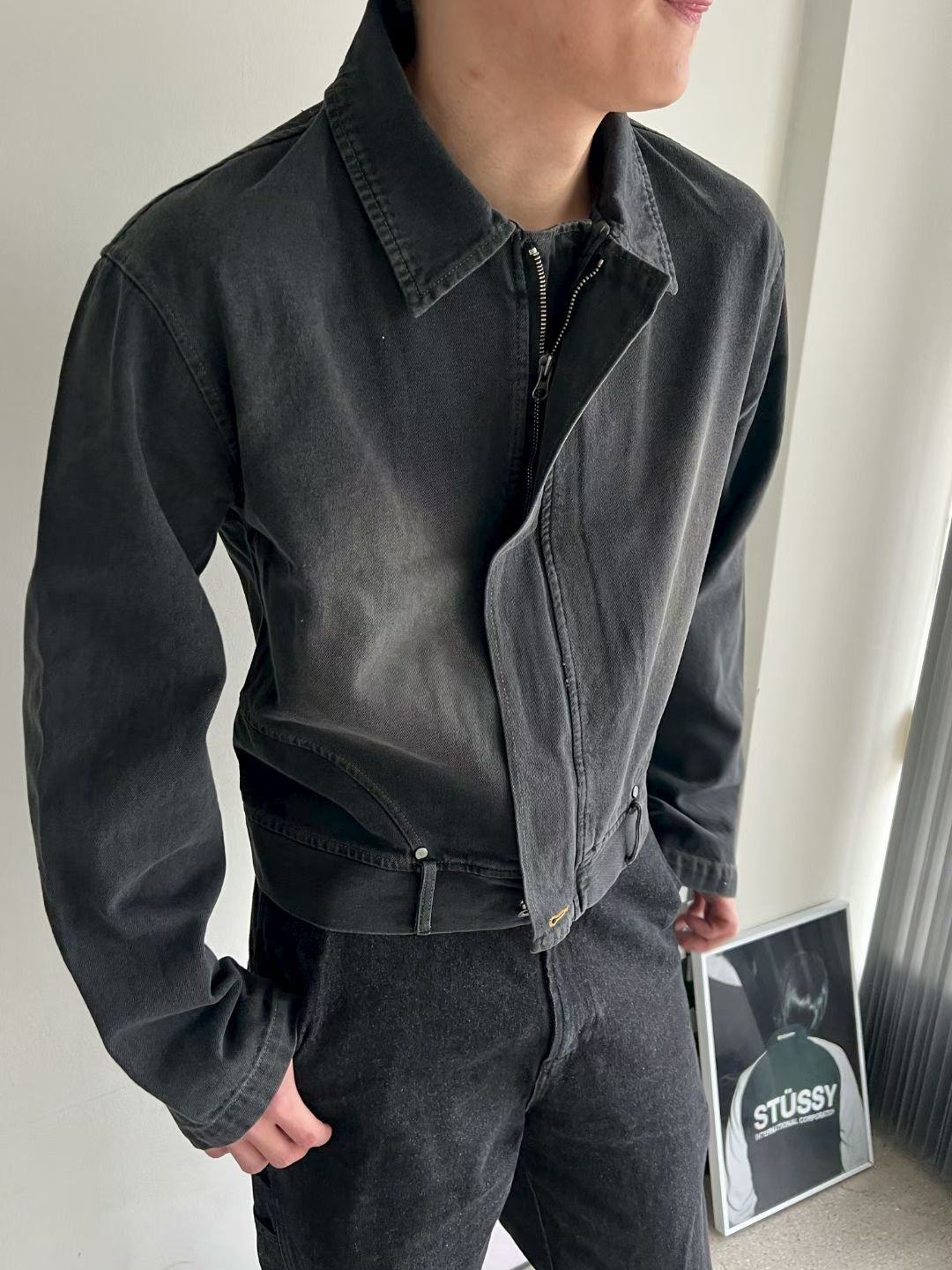 洗水淨色拉鍊牛仔褸 ENOC-045JK