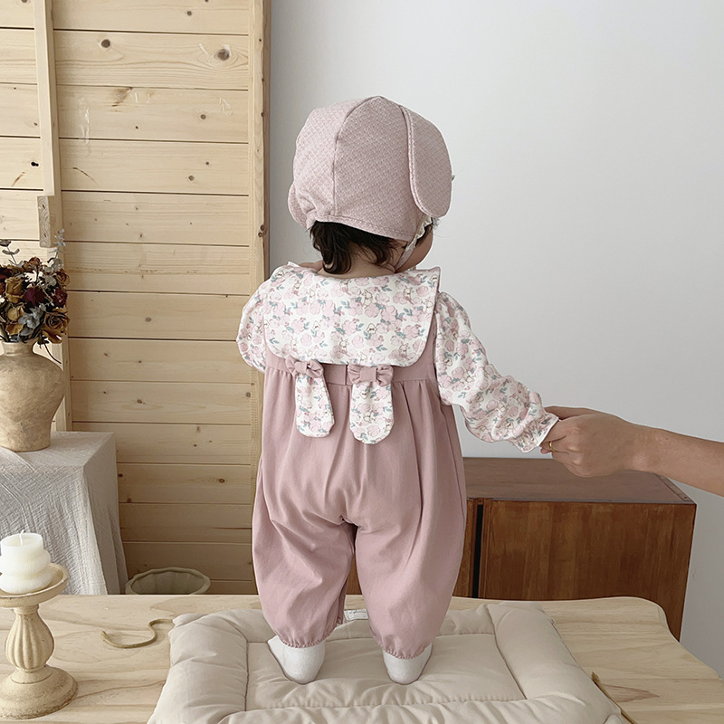 粉粉花兔甜心  長袖連身衣2件組