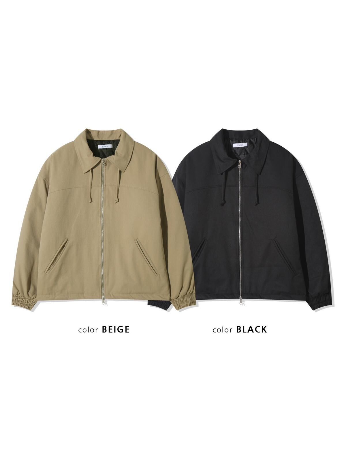 反領淨色拉鍊外套 ENOC-055JK