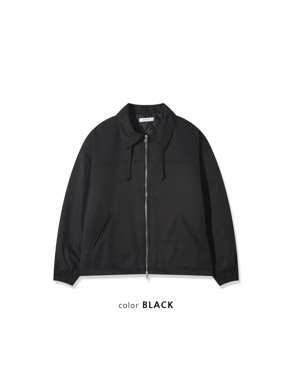 反領淨色拉鍊外套 ENOC-055JK