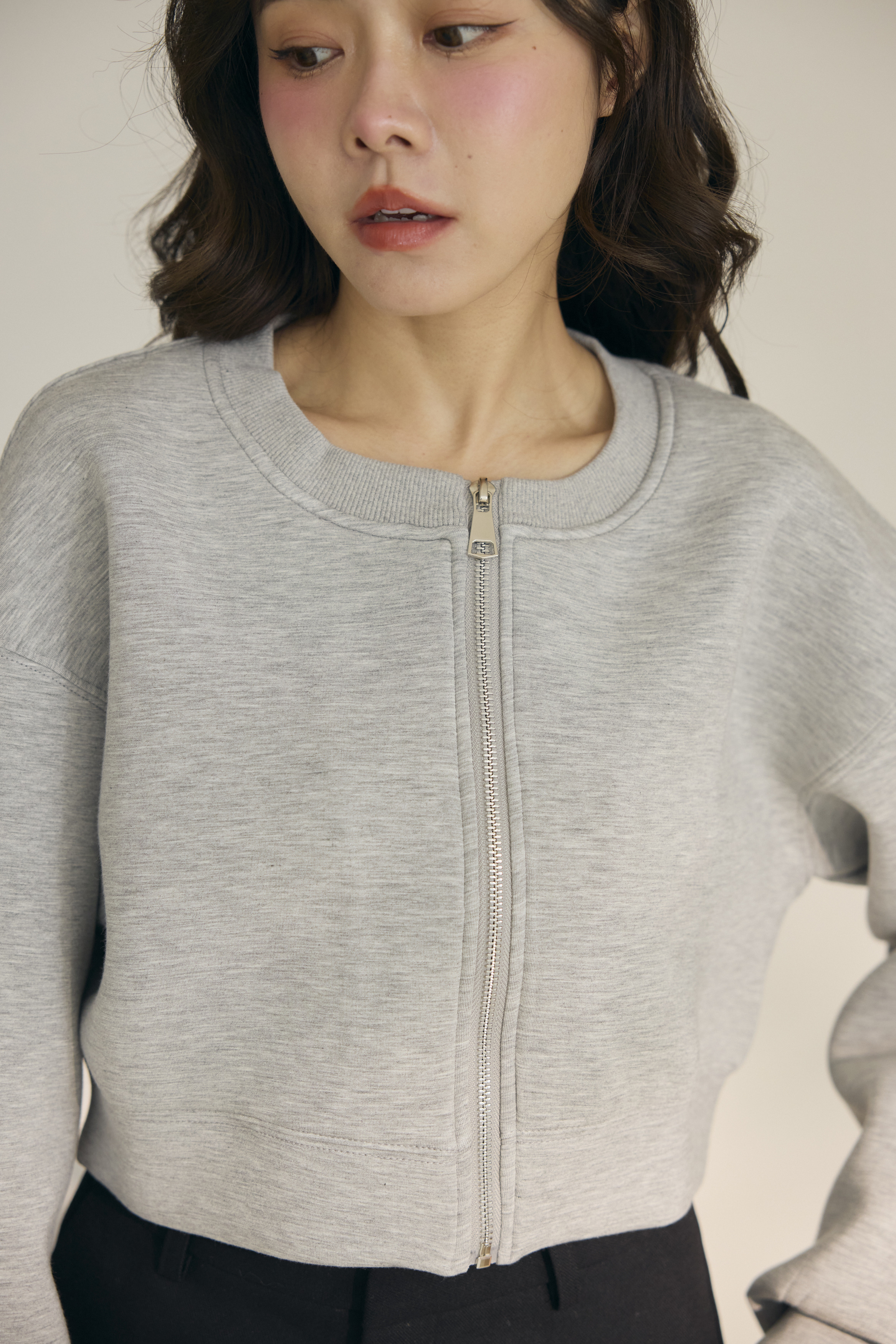 Black Label-空氣棉短外套-淺灰