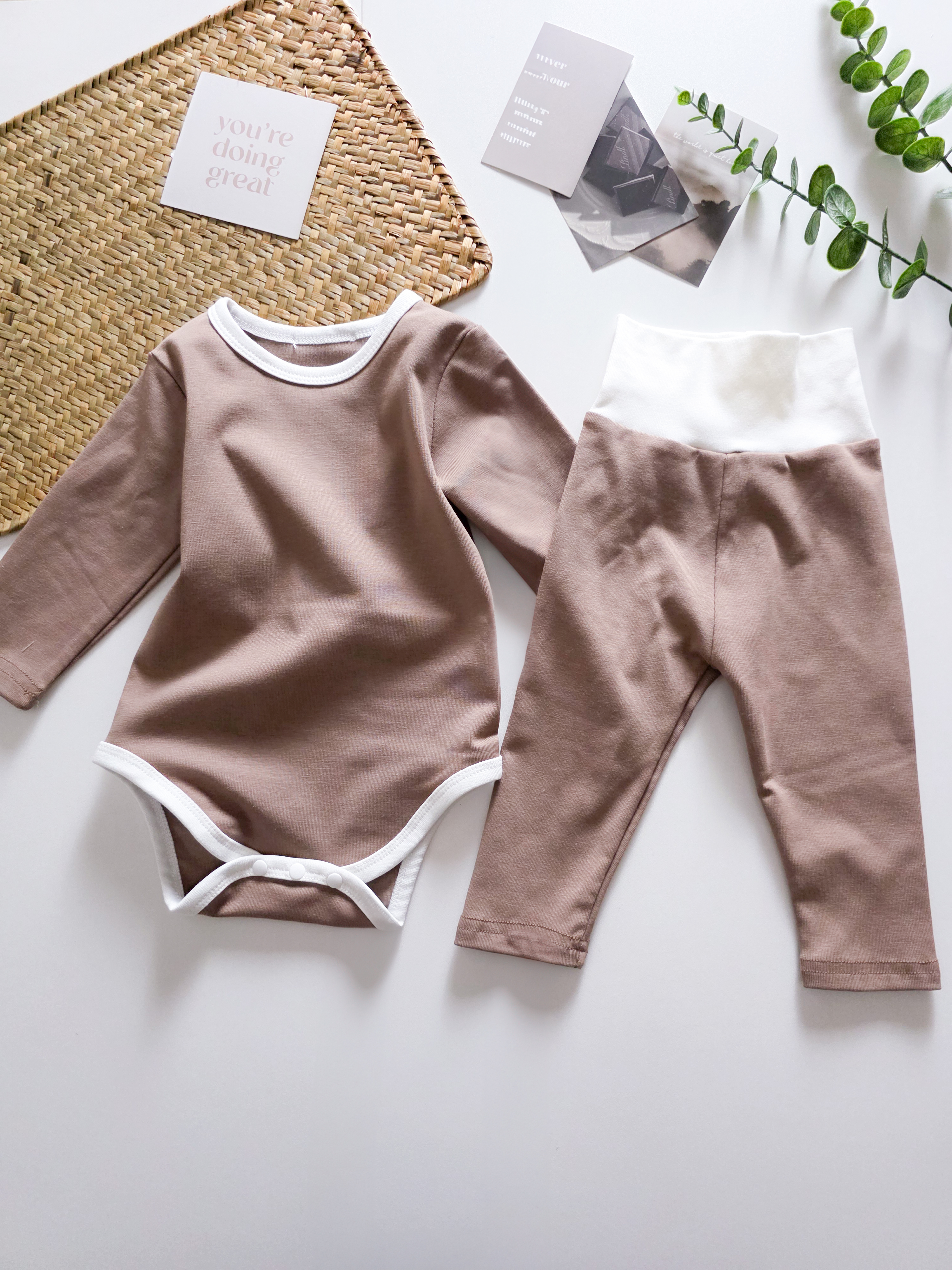 簡約素面 包屁衣護肚套裝2件組