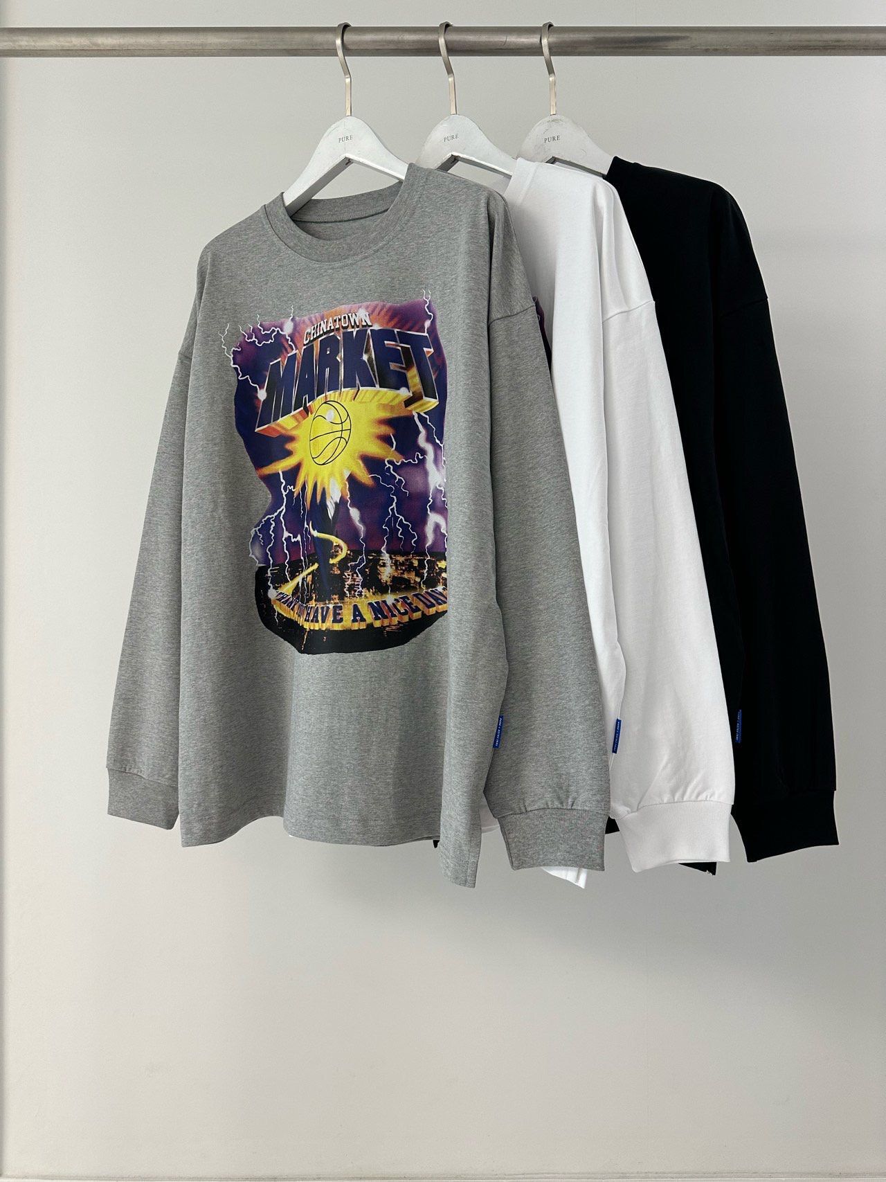 英文字圖案長袖衫 PURE-182T