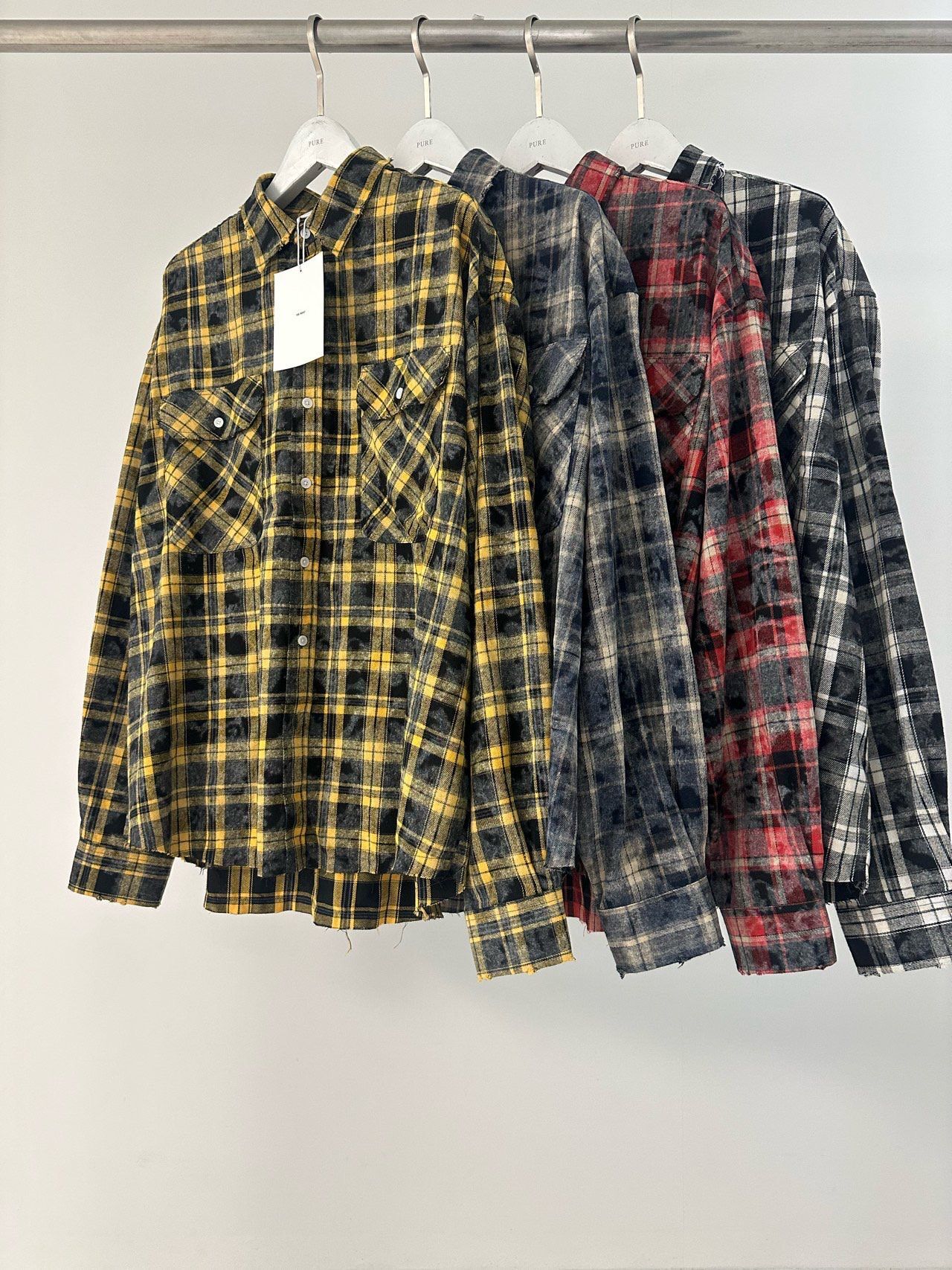 格仔長袖恤衫 PURE-183S