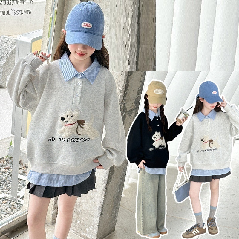 假兩件拼接襯衫狗狗上衣 2色 120cm-170cm #3283093