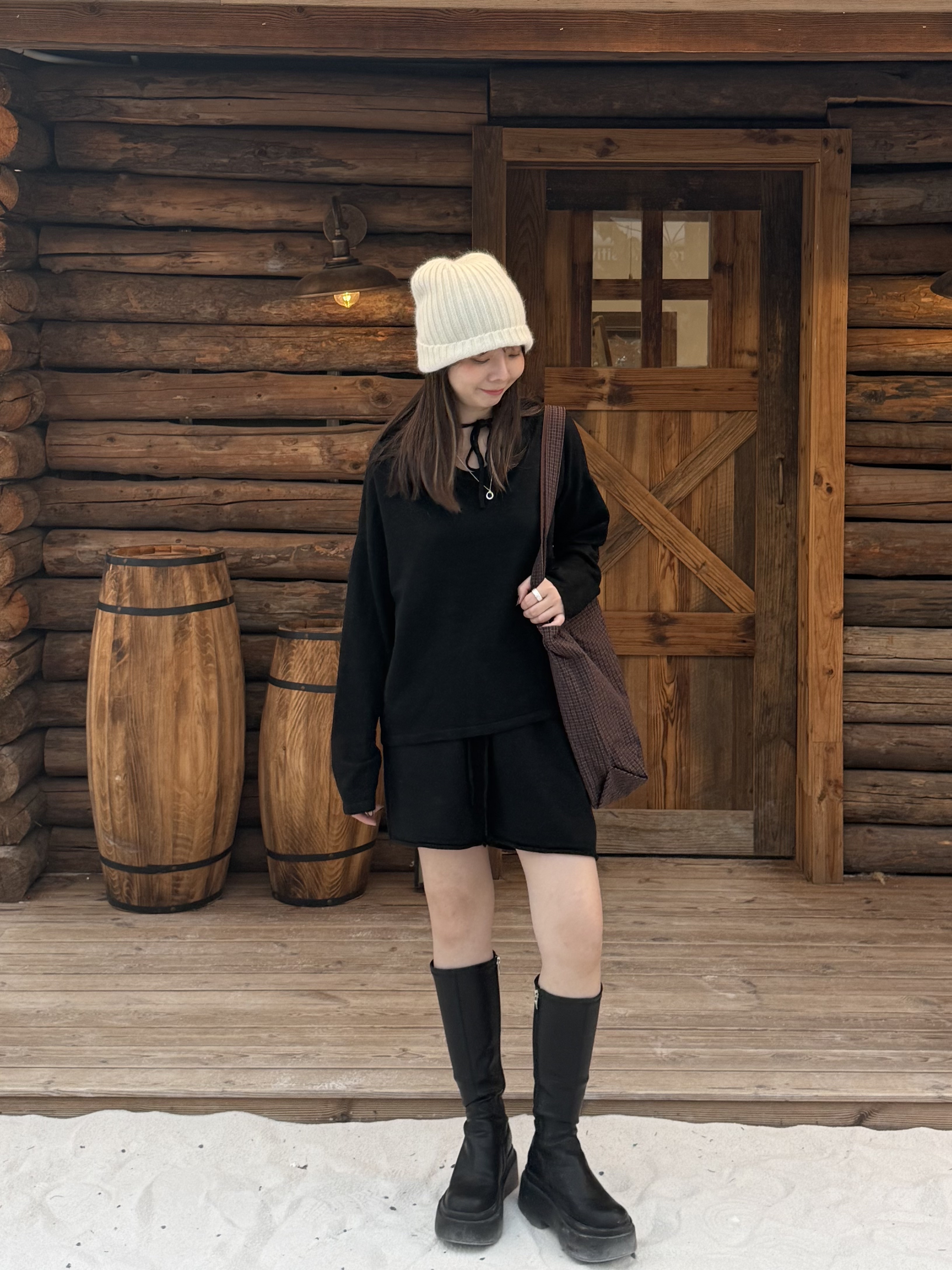 復古格子紋單肩包