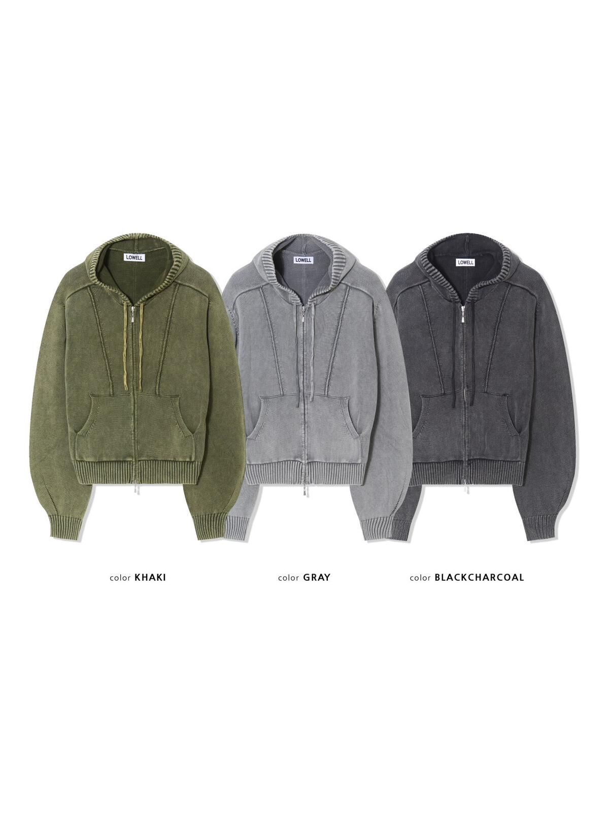 洗水連帽拉鍊針織外套 Lowell-080JK