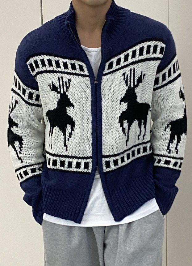 聖誕騼拉鍊針織外套 Lowell-083JK