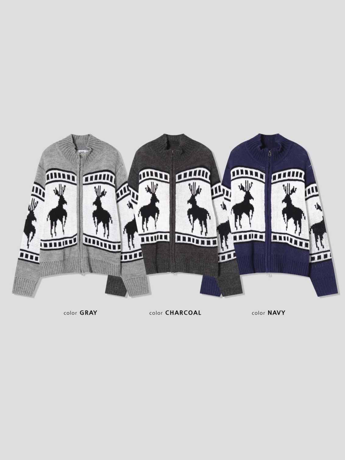 聖誕騼拉鍊針織外套 Lowell-083JK