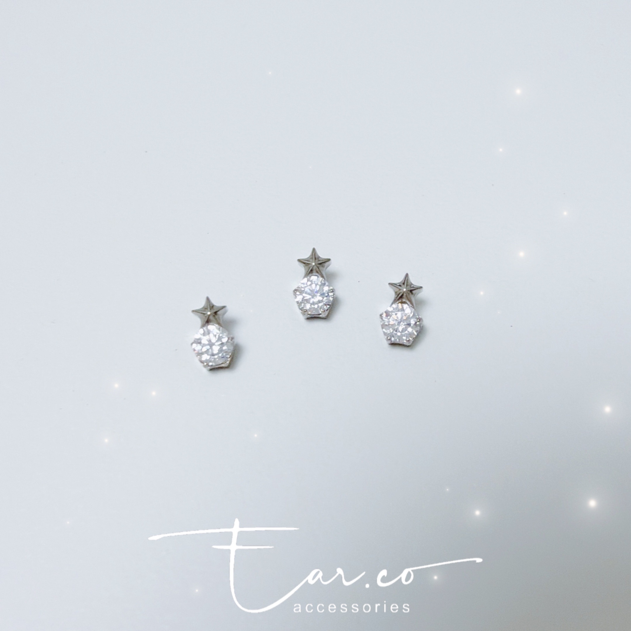 閃石星星小雪人平頭耳門/耳珠/耳骨釘 [G23 Titanium]