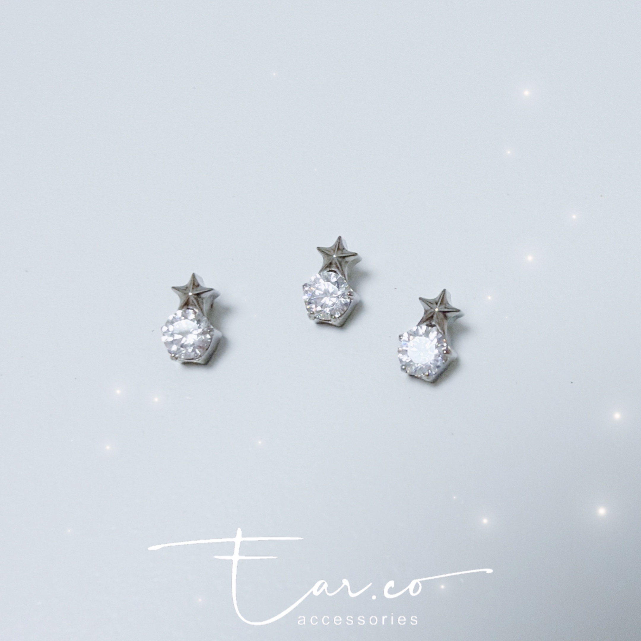 閃石星星小雪人平頭耳門/耳珠/耳骨釘 [G23 Titanium]