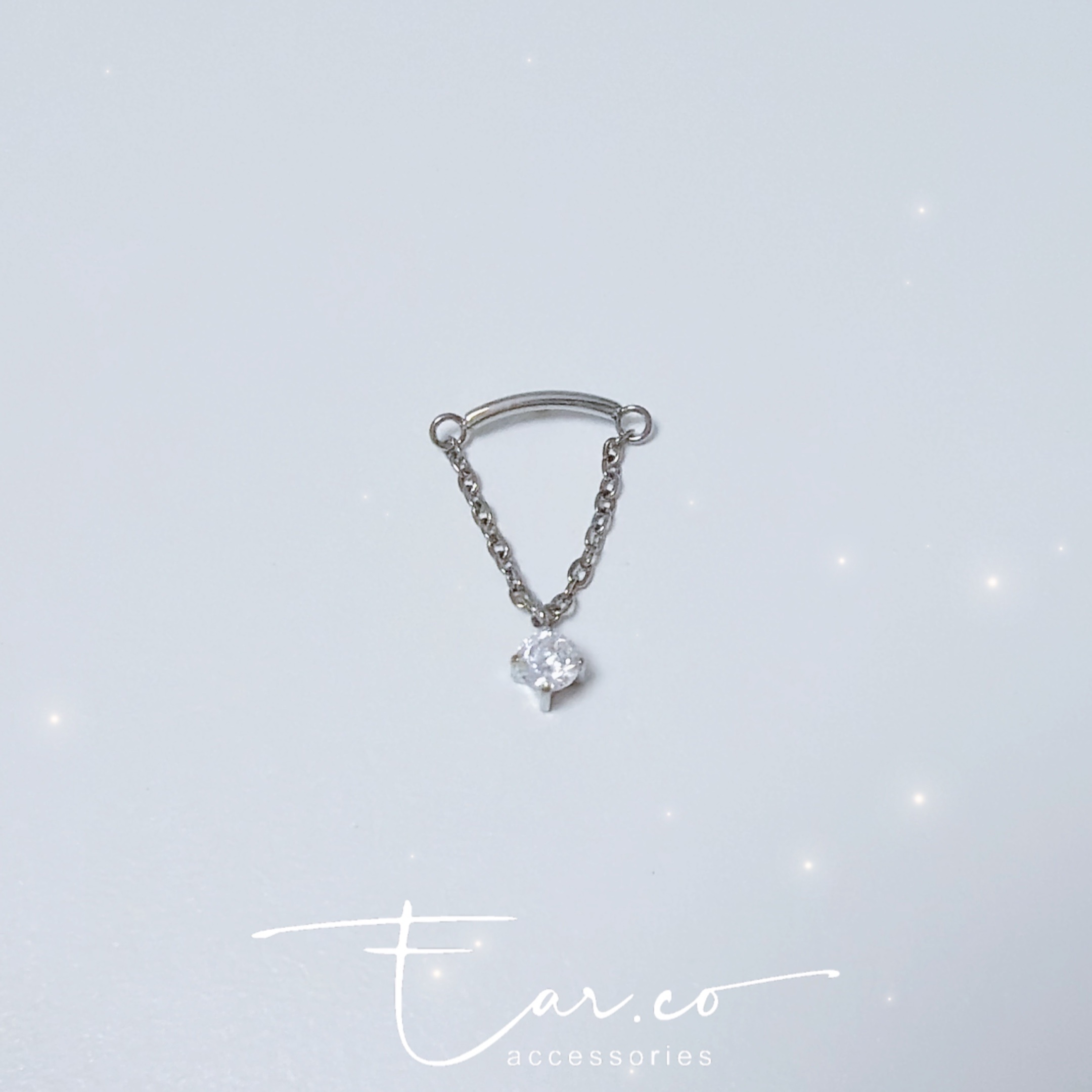 V形閃石垂釣平頭耳門/耳珠/耳骨釘 [G23 Titanium]