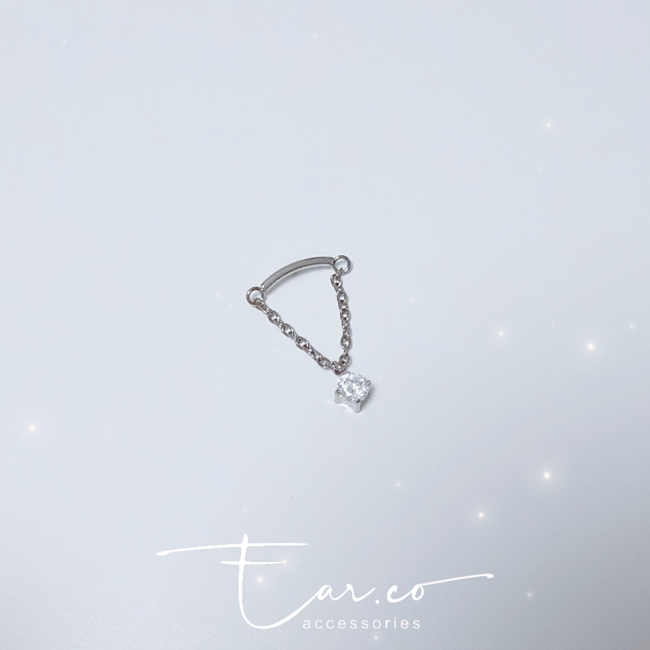 V形閃石垂釣平頭耳門/耳珠/耳骨釘 [G23 Titanium]