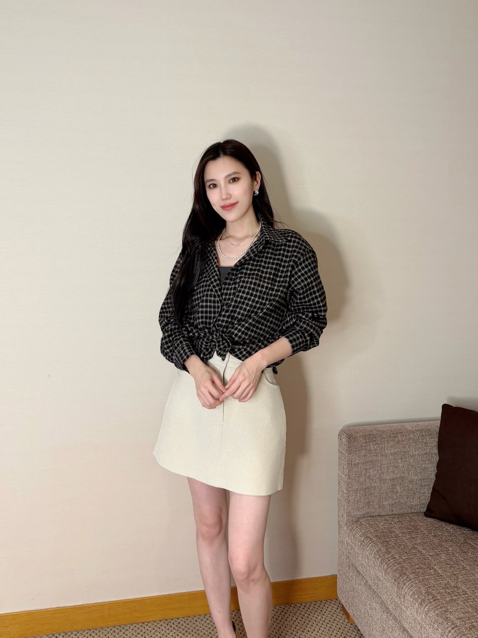 燈芯絨A字短褲裙