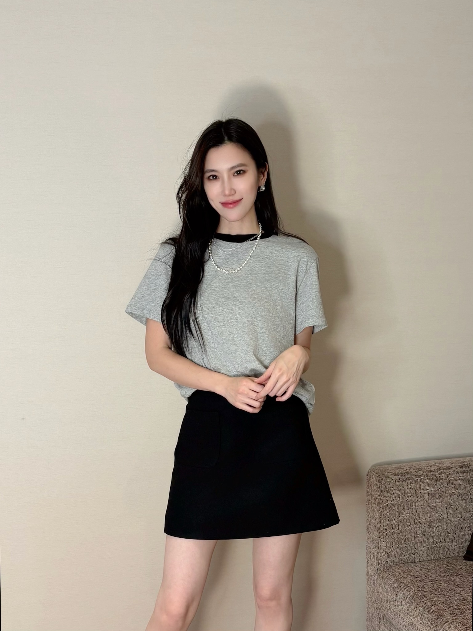 領間撞色短袖棉T