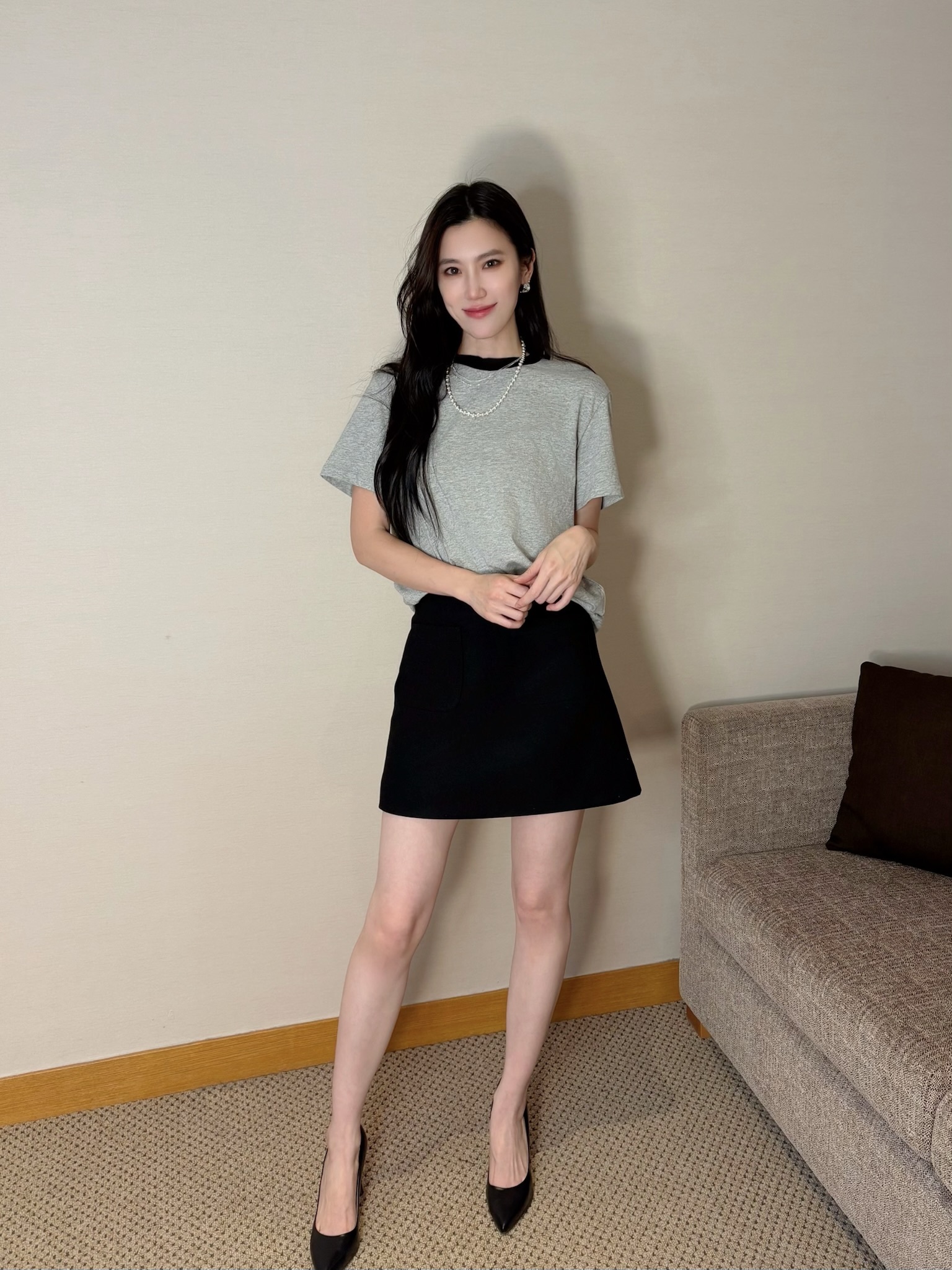 領間撞色短袖棉T