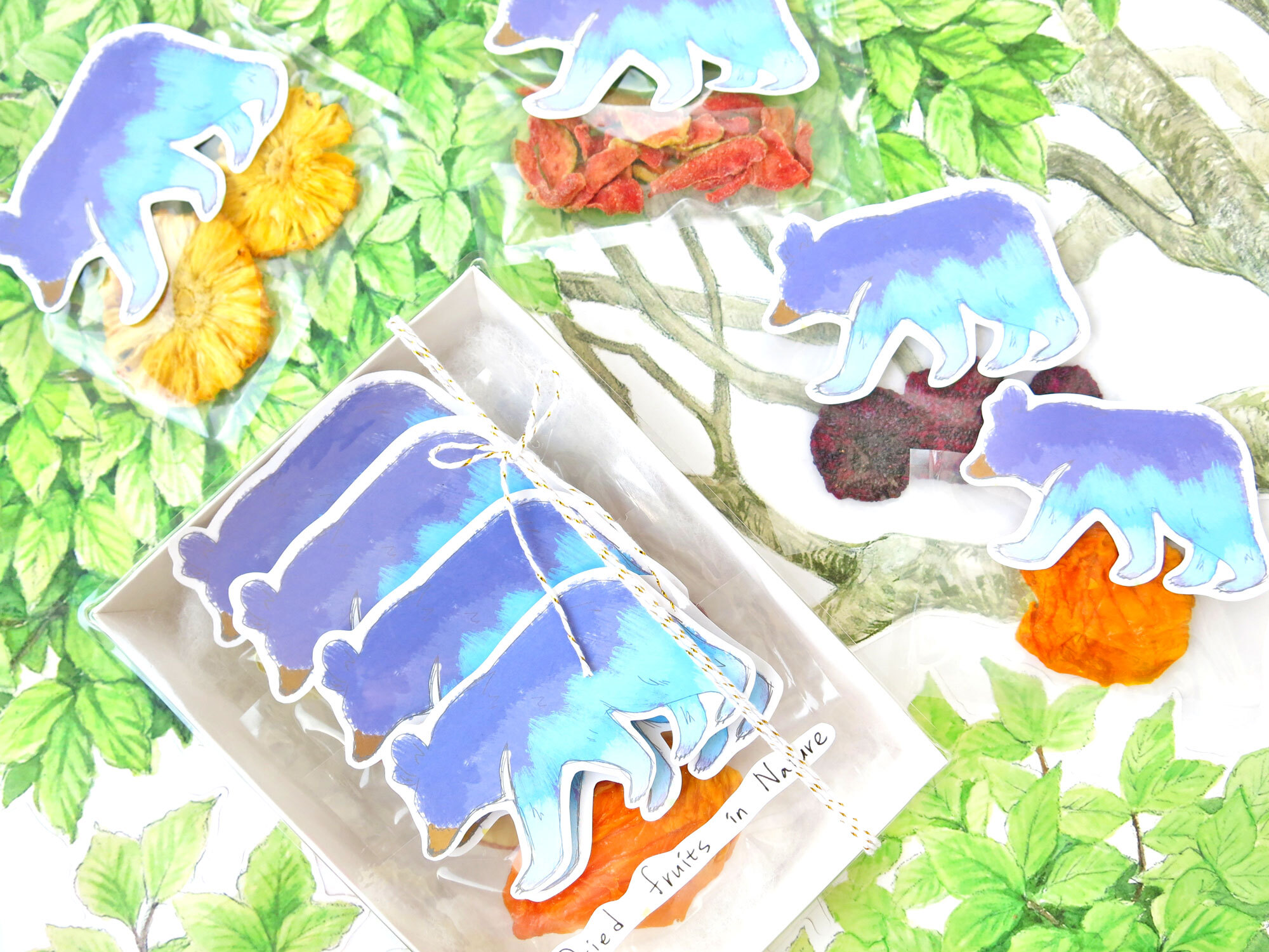 漸層水藍熊水果乾小禮盒9入