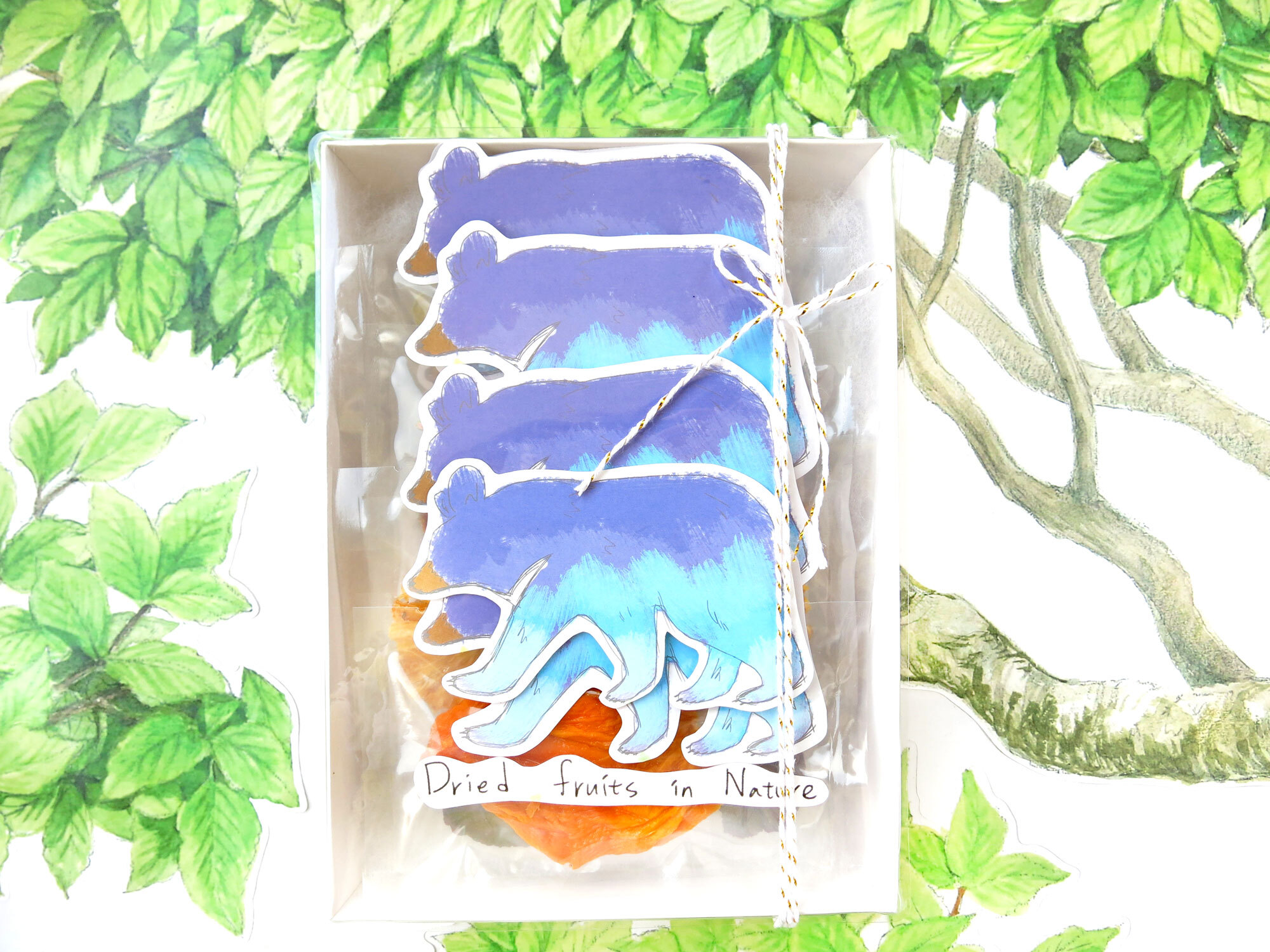 漸層水藍熊水果乾小禮盒9入