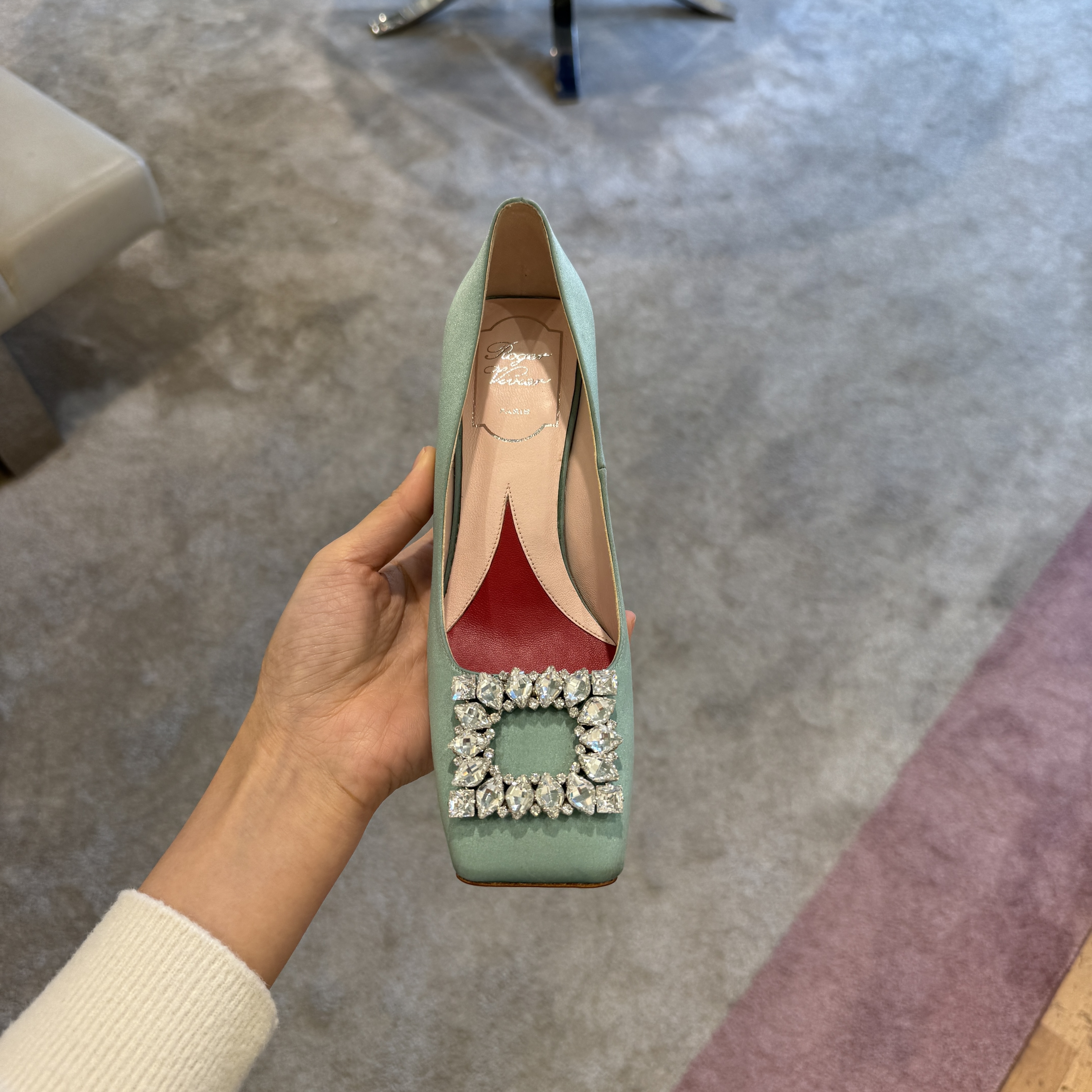 Roger Vivier RV Crystal strass Satin crystal heels Green