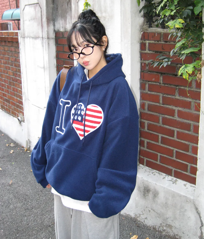 秋冬預訂｜字母愛心刺繡羊皮絨衛衣