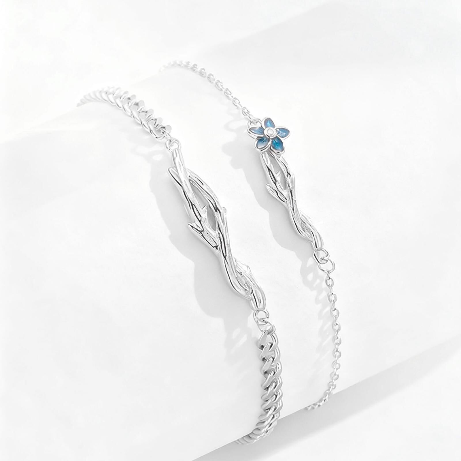 「永遠的愛💙」情侶手鏈 | S925純銀或鍍銀 | 免費刻字