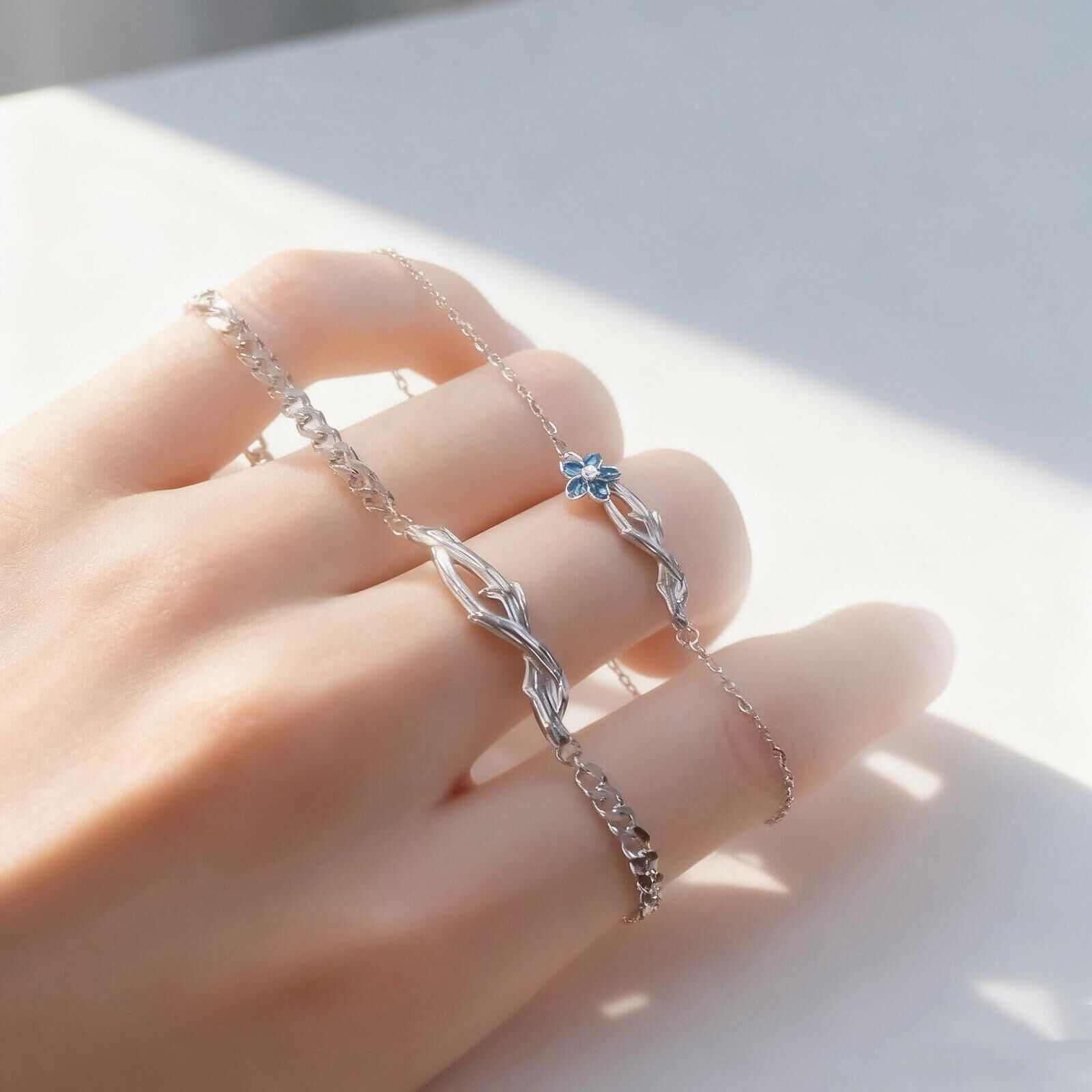 「永遠的愛💙」情侶手鏈 | S925純銀或鍍銀 | 免費刻字